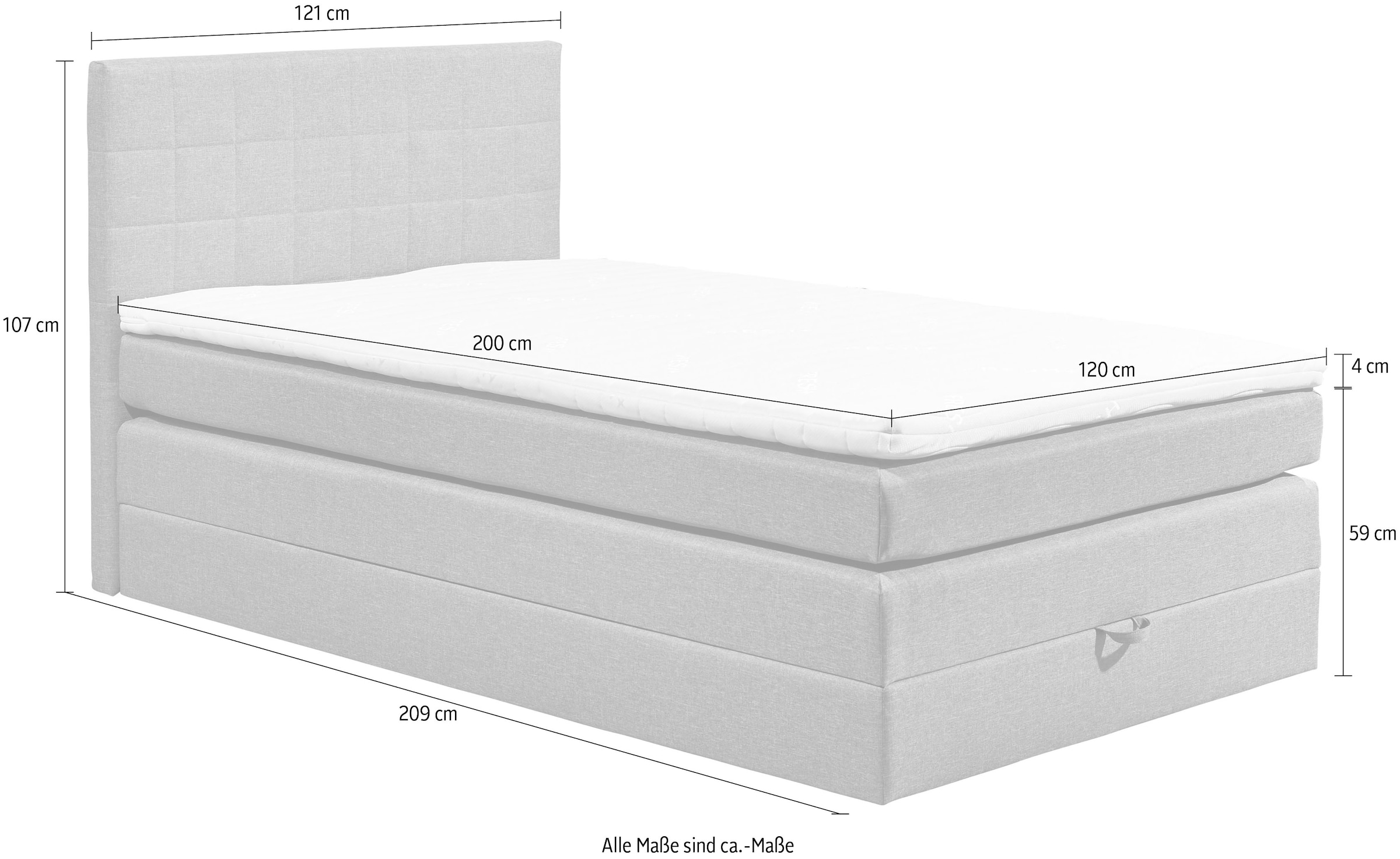 ED EXCITING DESIGN Boxspringbett »Hawaii«, inkl. einem Bettkasten und Topper