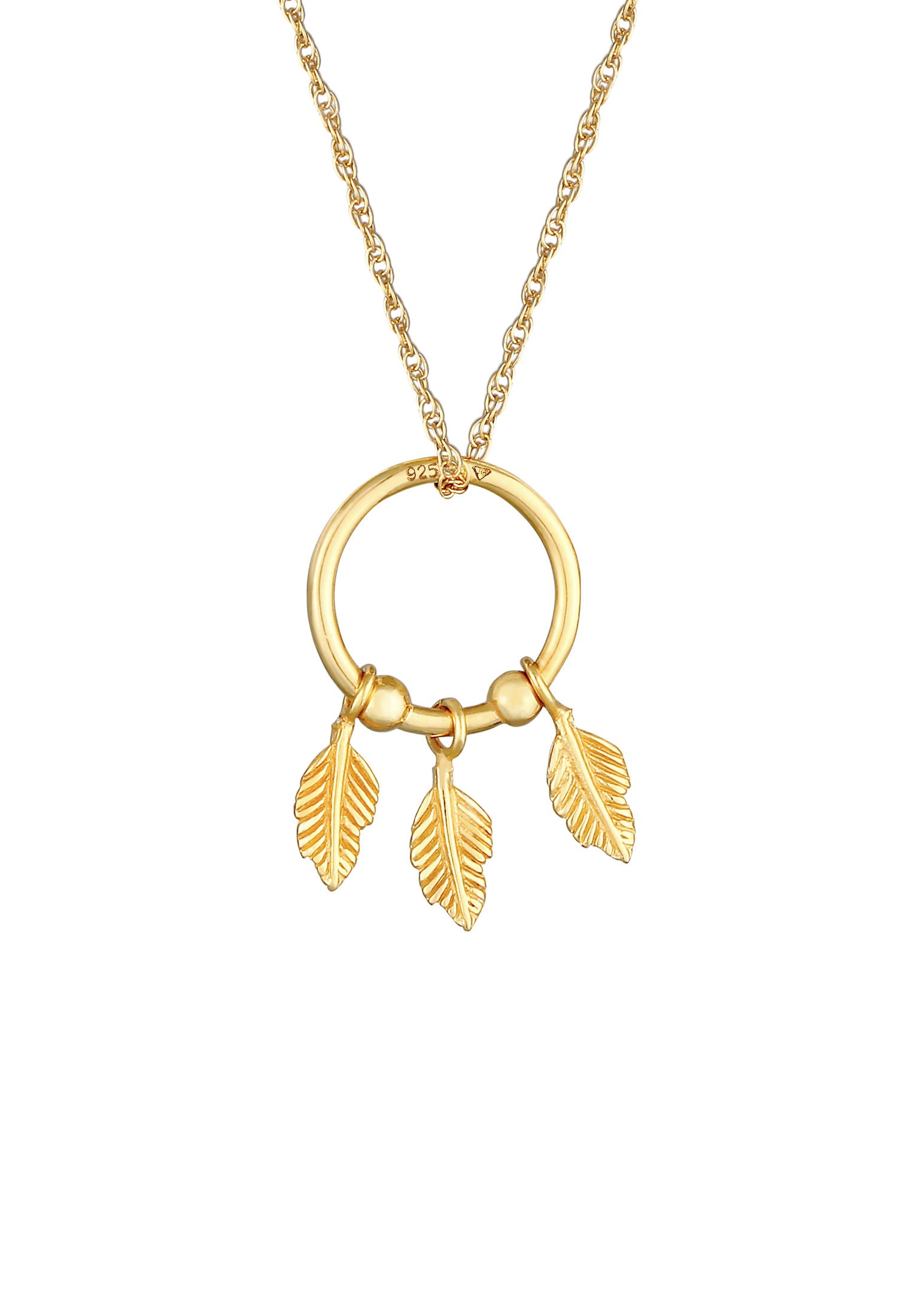 Elli Kette mit Anhänger »Halskette Feder Boho Hippie Ring 925 Silber«