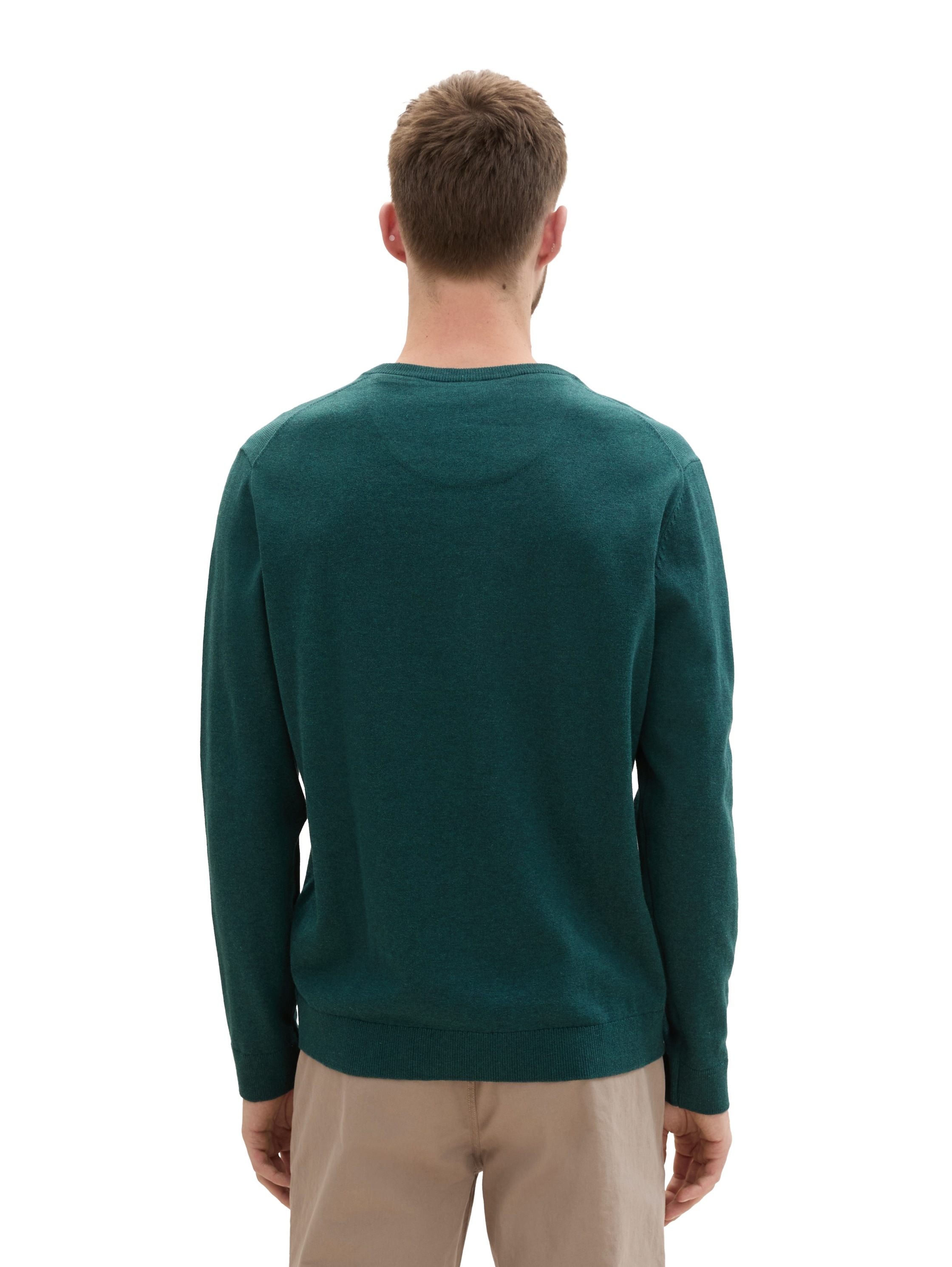 TOM TAILOR V-Ausschnitt-Pullover, mit kleiner Logo-Stickerei