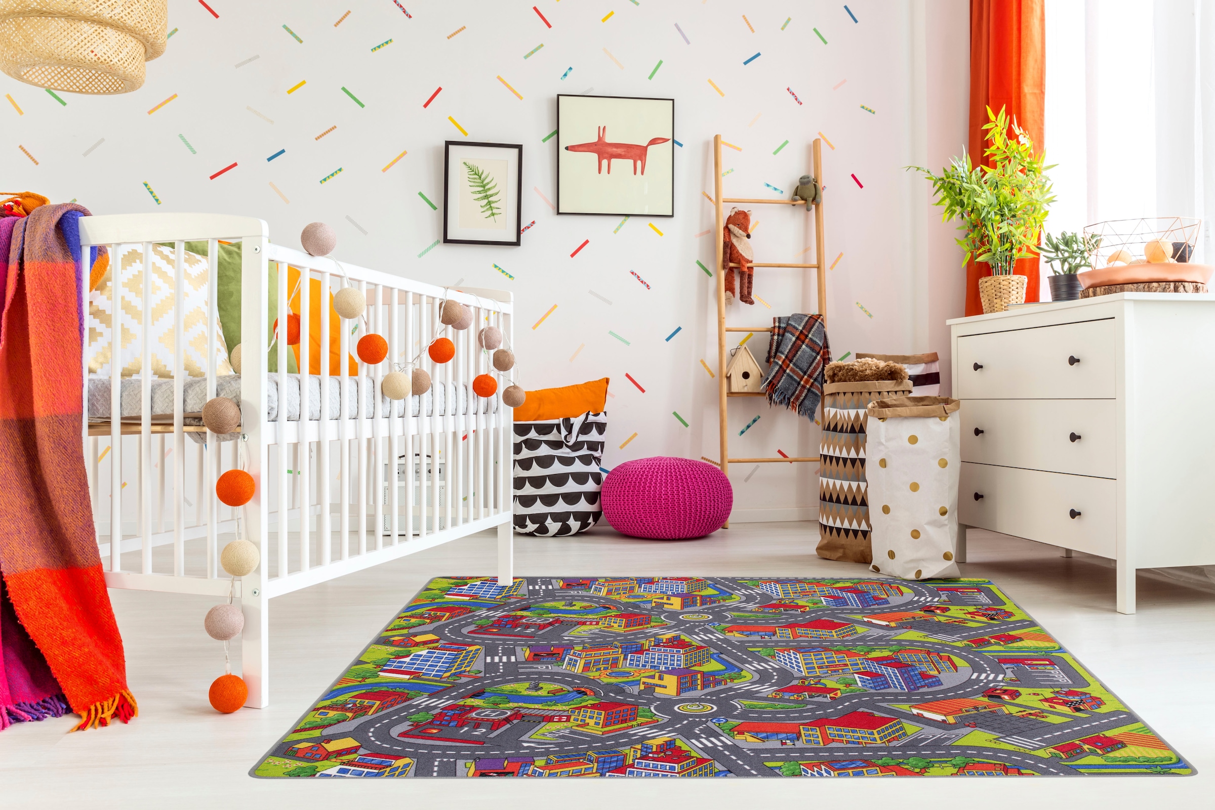 Kinderteppich Spielteppich Kinder, HANSE Home, rechteckig, Höhe: 6,5 mm,  Kurzflor, Kinderzimmer, Teppich, Auto, Straßen, Schlafzimmer