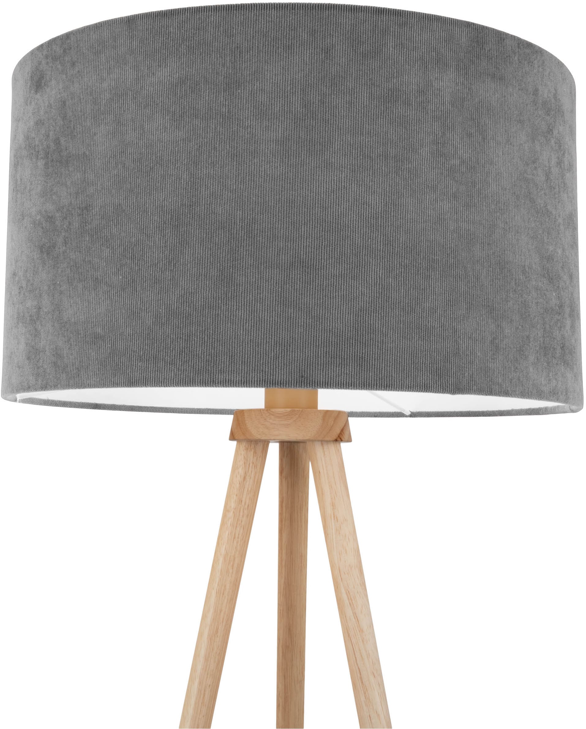OTTO home Stehlampe »Torell - Dreibein Stehleuchte« E27 1 Stk. Schirm mit Cordbezug, Dreibein aus Holz, 1x E27 exkl., Zuleitung 300cm