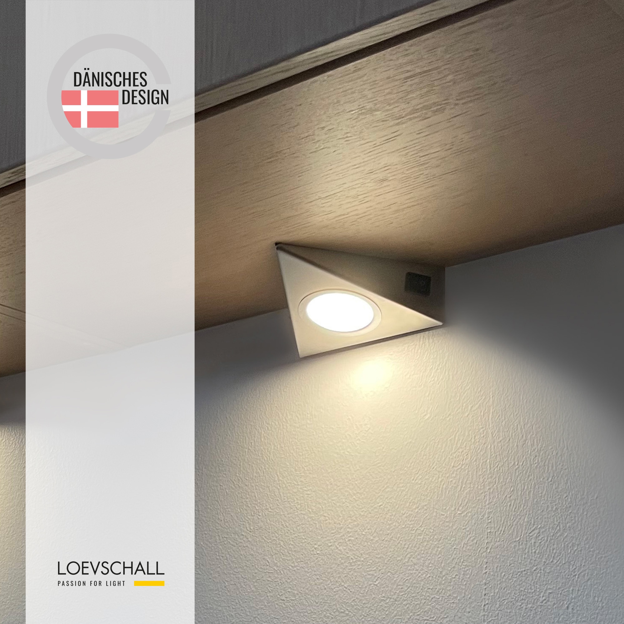 Loevschall LED Unterbauleuchte »Emerald 3-kit, LED Unterbauleuchte, Deckenleuchte für die Küche«, Einbauleuchten Weiß 2W, Dreieckig LED Lampe, Modern Küchenbeleuchtung