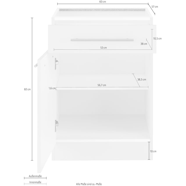 wiho Küchen Unterschrank »Unna«, 60 cm breit, ohne Arbeitsplatte bei OTTO