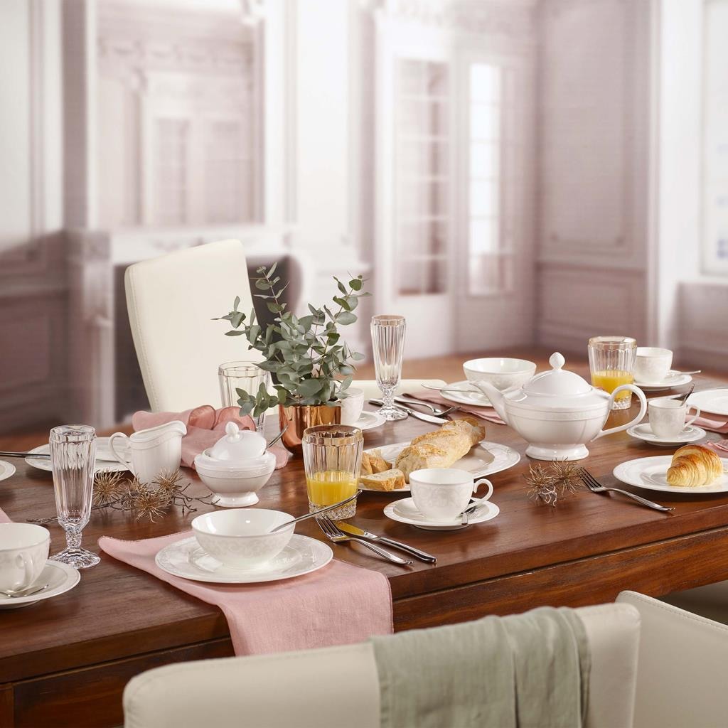 Villeroy & Boch Espressotasse »Espressotassen mit Untertassen Gray Pearl 70 ml 6er Set weiß« Spülmaschinengeeignet, Mikrowellengeeignet