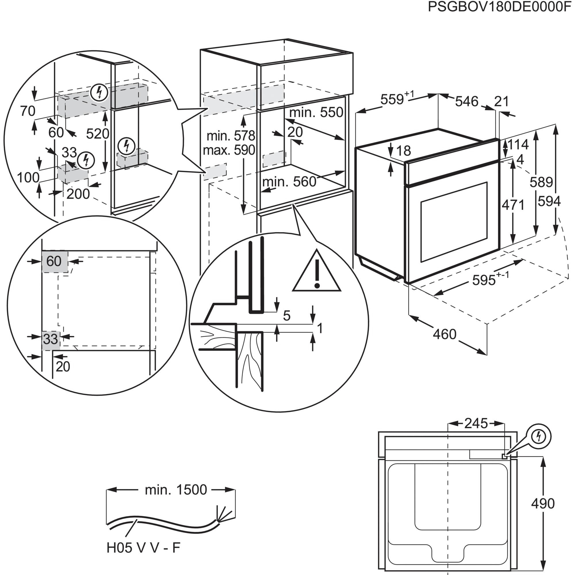 AEG Einbaubackofen »BPE55526BM 944188761«, 6000, BPE55526BM 944188761, mit 1-fach-Teleskopauszug, Pyrolyse-Selbstreinigung