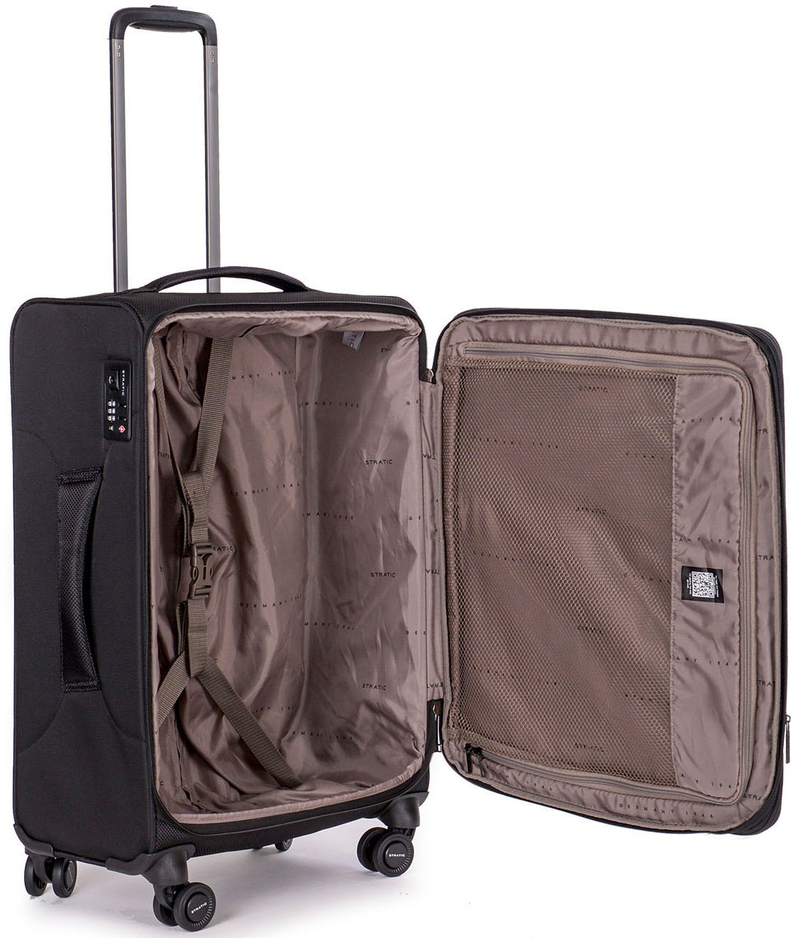 Stratic Weichgepäck-Trolley »Mix M, black«, 4 Rollen, Reisekoffer Reisegepäck Aufgabegepäck TSA-Zahlenschloss