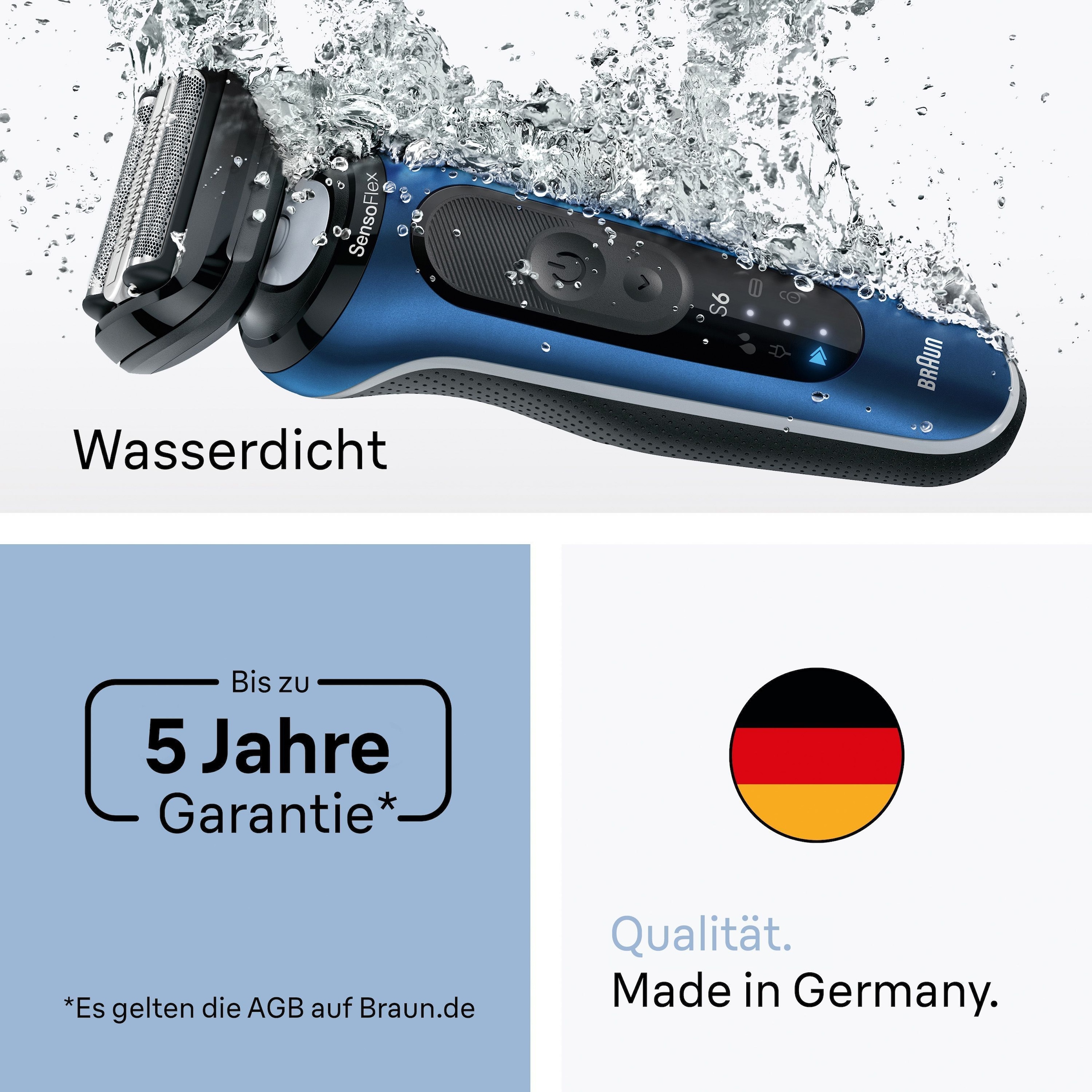 Braun Elektrorasierer »Series 6 62-B1200S« 1 Stk. Aufsätze 100% wasserdicht, Präzisionstrimmer-Aufsatz, bis zu 60 Min