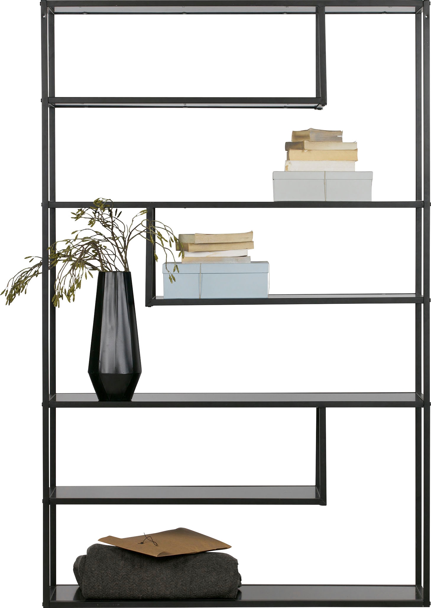 WOOOD Bücherregal »Teun«, Regal aus Metall, viel Platz, H 188 cm x B 120 cm
