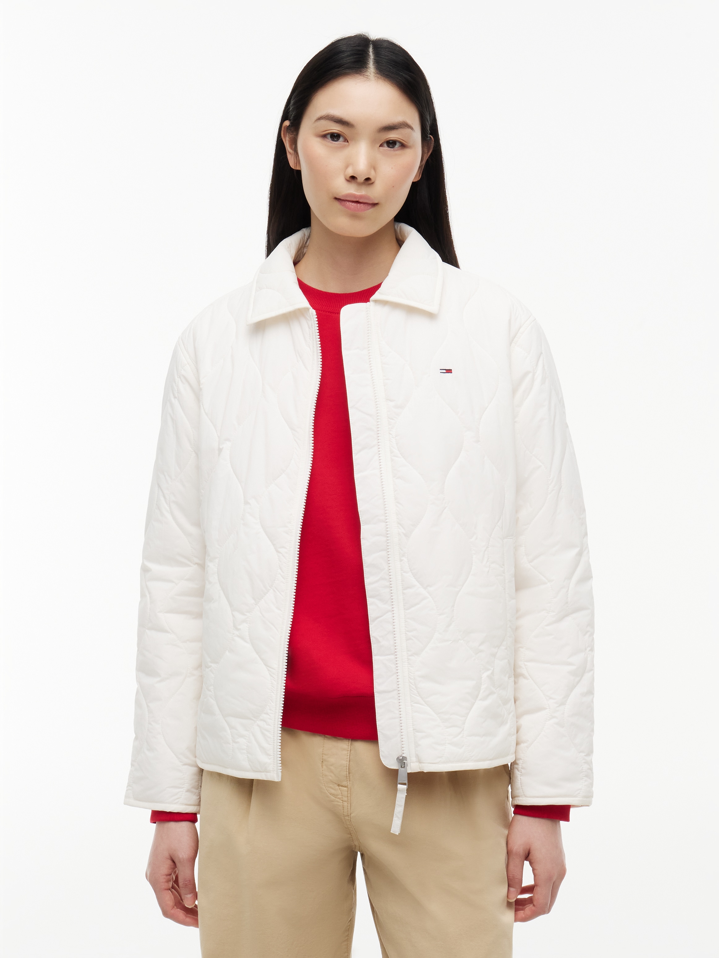 Tommy Jeans Steppjacke »TJW COACH COLLAR QUILTED JACKET« Kunstfaser, Flag-Stickerei