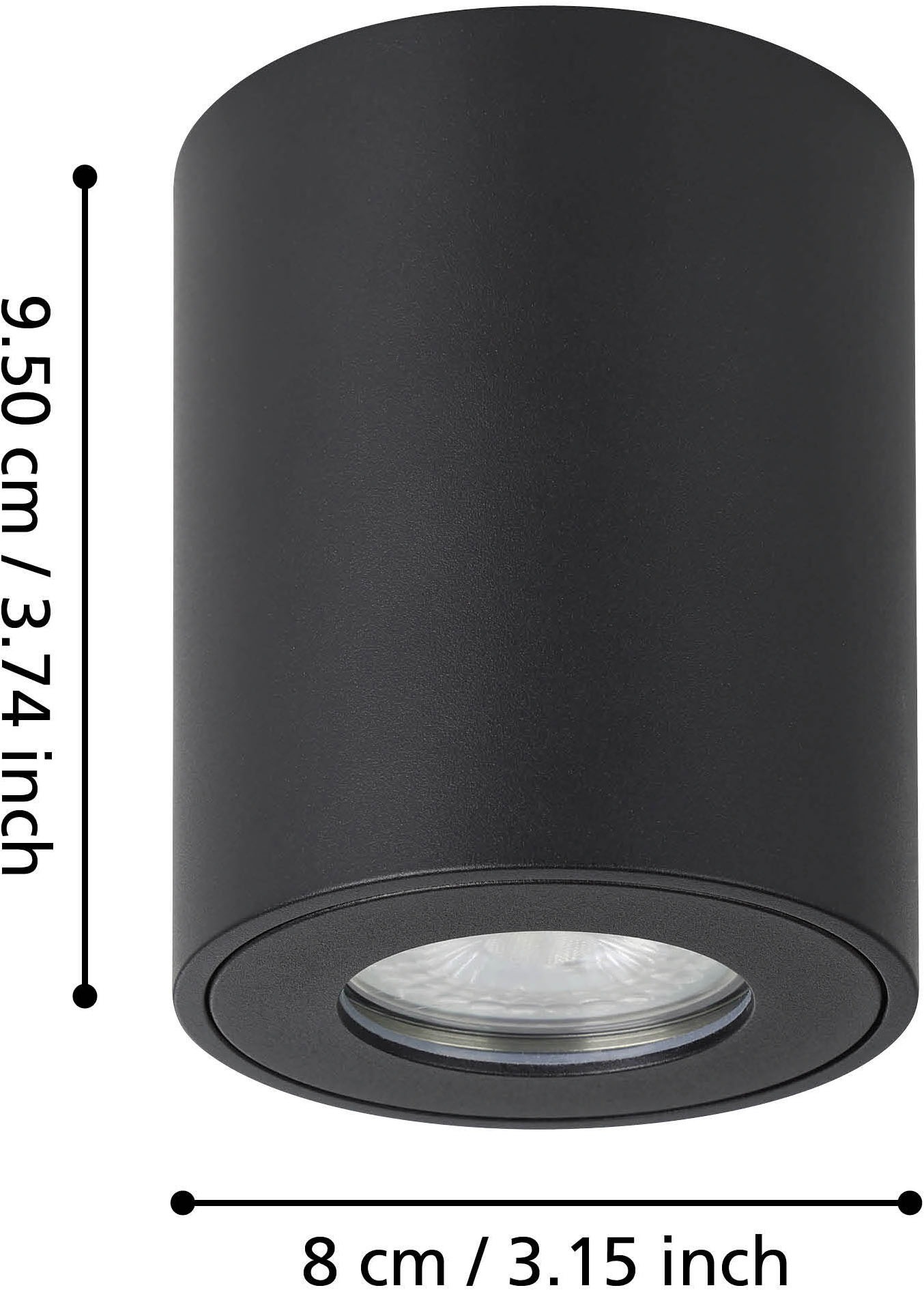 EGLO Deckenleuchte »TORRECOLA Deckenlampe - Alu, Kunststoff - GU10 - 1X5W - IP44« GU10 1 Stk. Wohzimmerlampe, Esszimmerlampe, Flur, Schlafzimmer, H9,5 x Ø8 cm