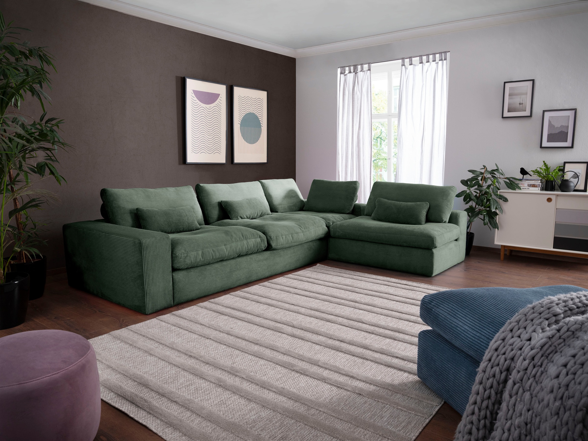 alina Ecksofa »Sandy«, mit losen Sitz und Rückenkissen, in modernem Cordstoff