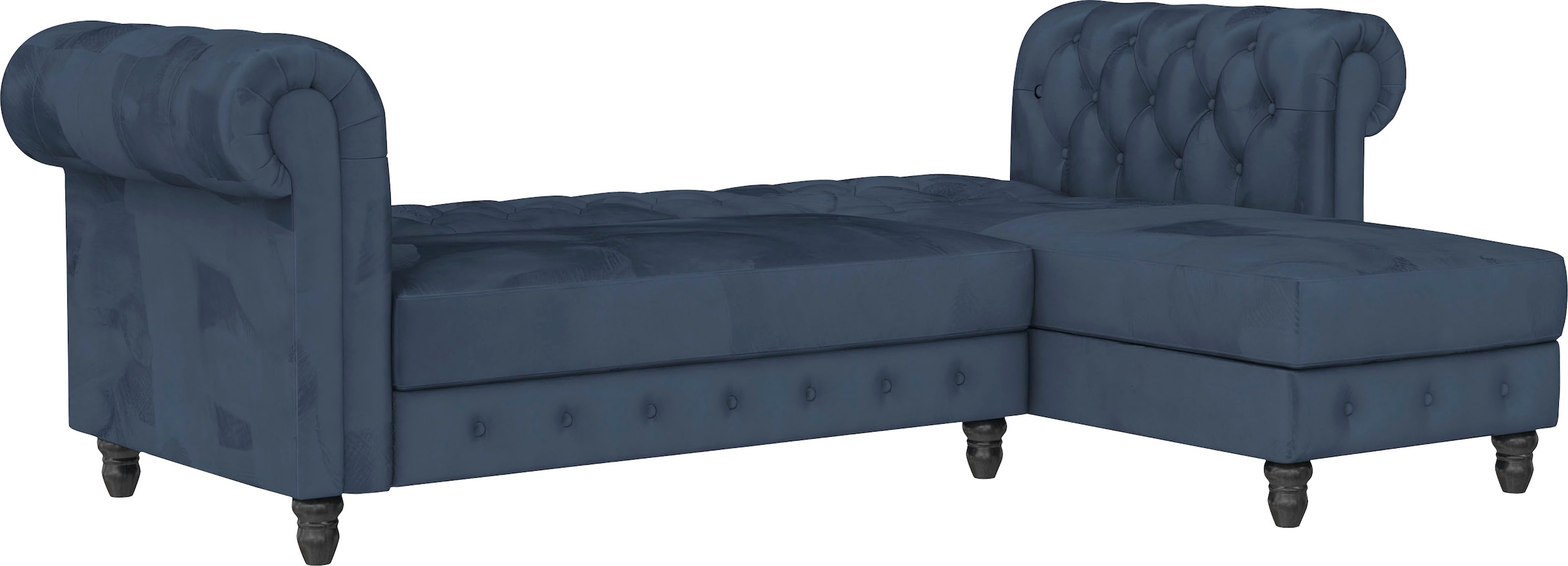 Dorel Home Ecksofa »Felix, L-Form, 241 cm (Liegefl.108x195 cm), Recamiere tauschbar,« verstellb. Rückenlehne, Bett-Funktion, Velours, Kunstleder, Vintage