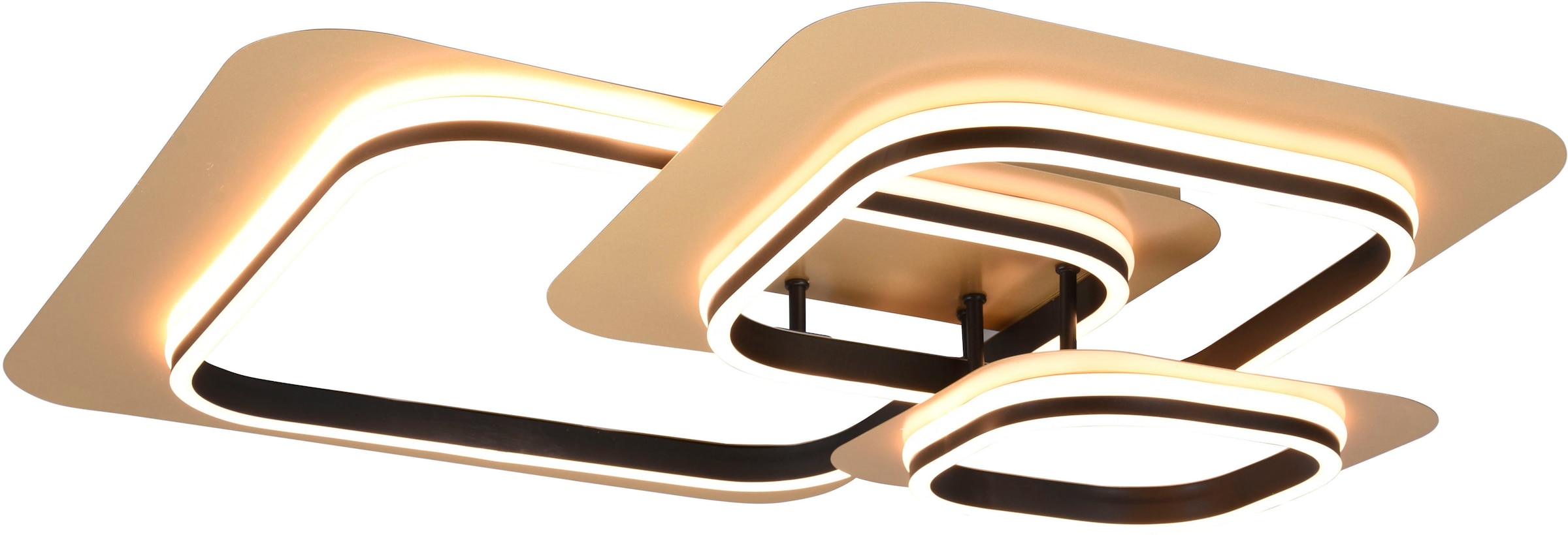 TRIO Leuchten LED Deckenleuchte bei flammig-flammig, Design »Lugo«, cm online schwarz-gold 3 74x74 Deckenleuchte warmweiß 3000K Dimmstufen OTTO 1