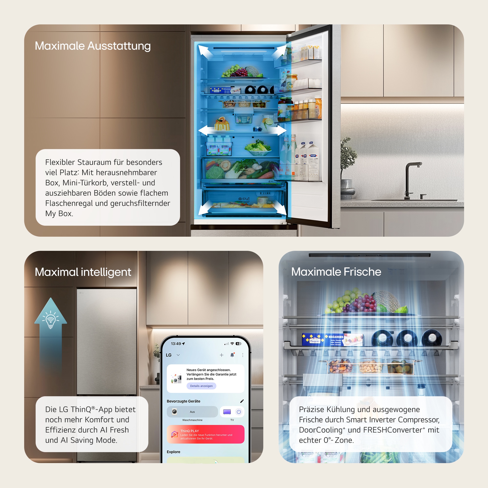 LG Kühl-/Gefrierkombination Serie 7 »GBBS716AEV« 186 cm hoch 59,7 cm breit Vollintegrierbarer Kühlschrank dank frontaler Luftzufuhr und Abluft