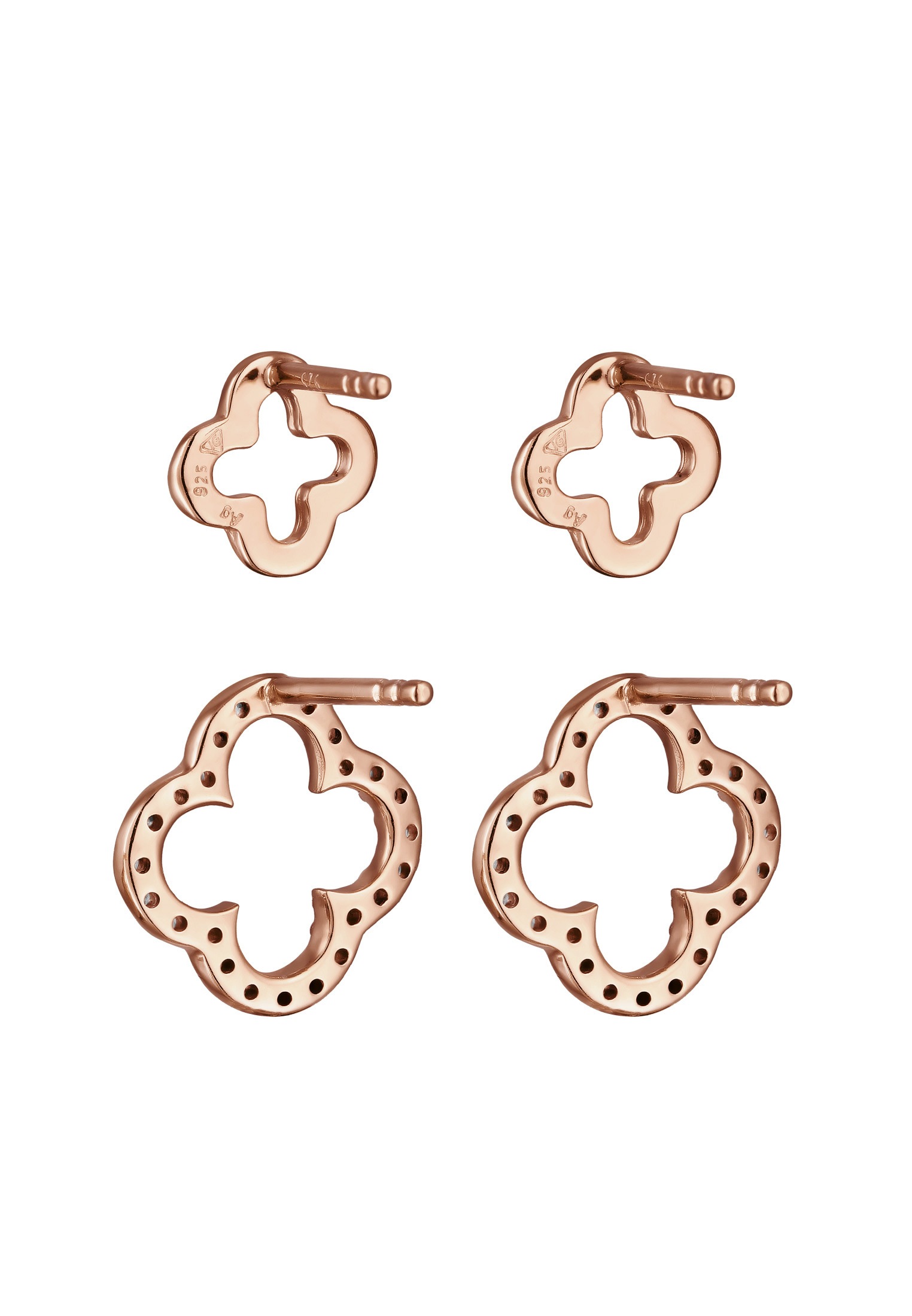 Elli Ohrstecker-Set »Ohrringe Kleeblatt Zirkonia Set Glücksymbol 925 Sterling Silber«