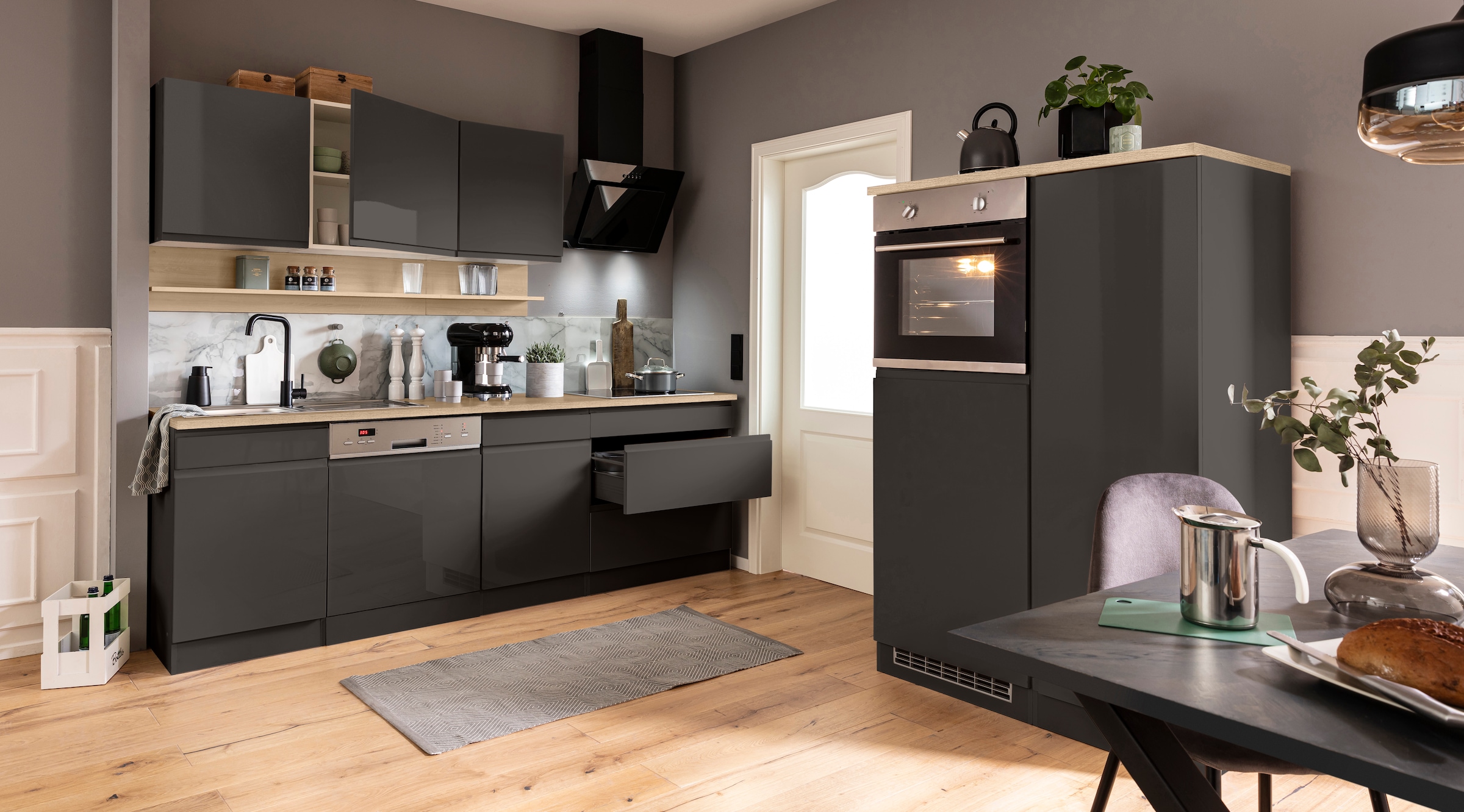 KOCHSTATION Küchenzeile »KS-Virginia« Breite 350 cm, wahlweise mit Induktion