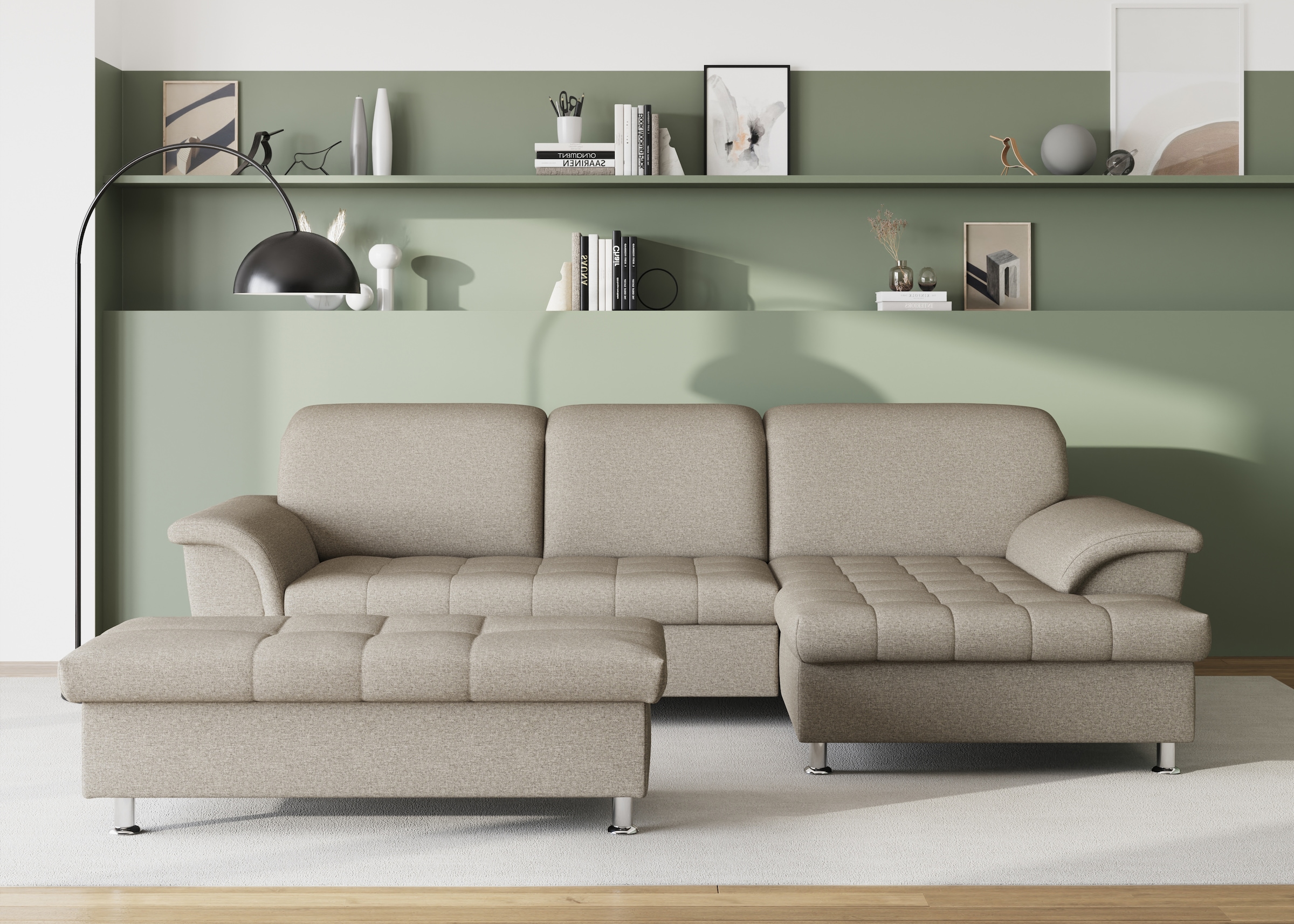 DOMO collection Ecksofa Franzi, wahlweise mit Bettfunktion, Bettkasten und Kopfteilverstellung