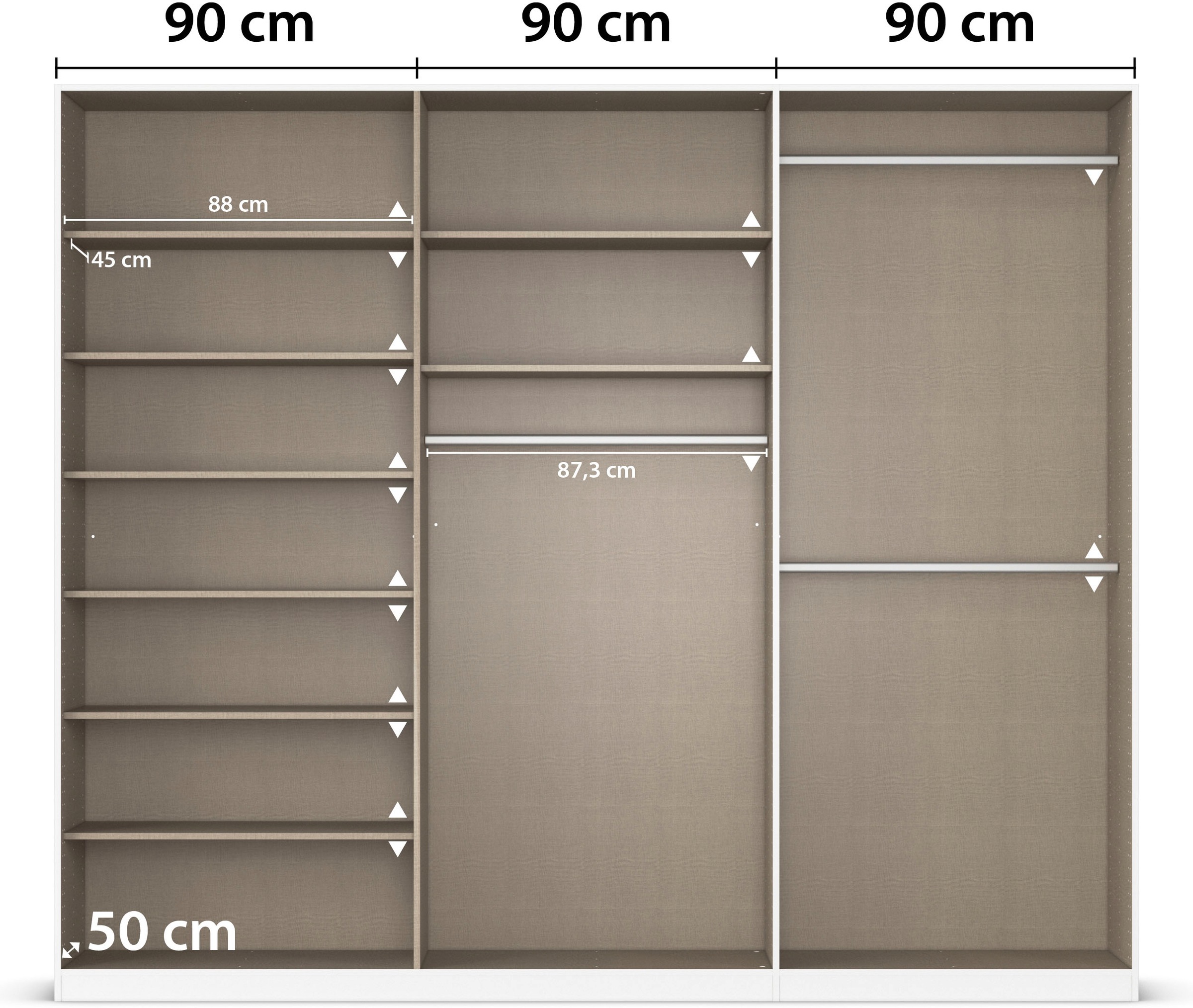 rauch Drehtürenschrank »Kleiderschrank Kleiderschränke Schrank Garderobe AGORDO mit Glasfront«, (in zwei Griff-Farben, Breiten 91-360 cm), durchdachte Innenausstattung, in 7 Breiten und 2 Höhen MADE IN GERMANY