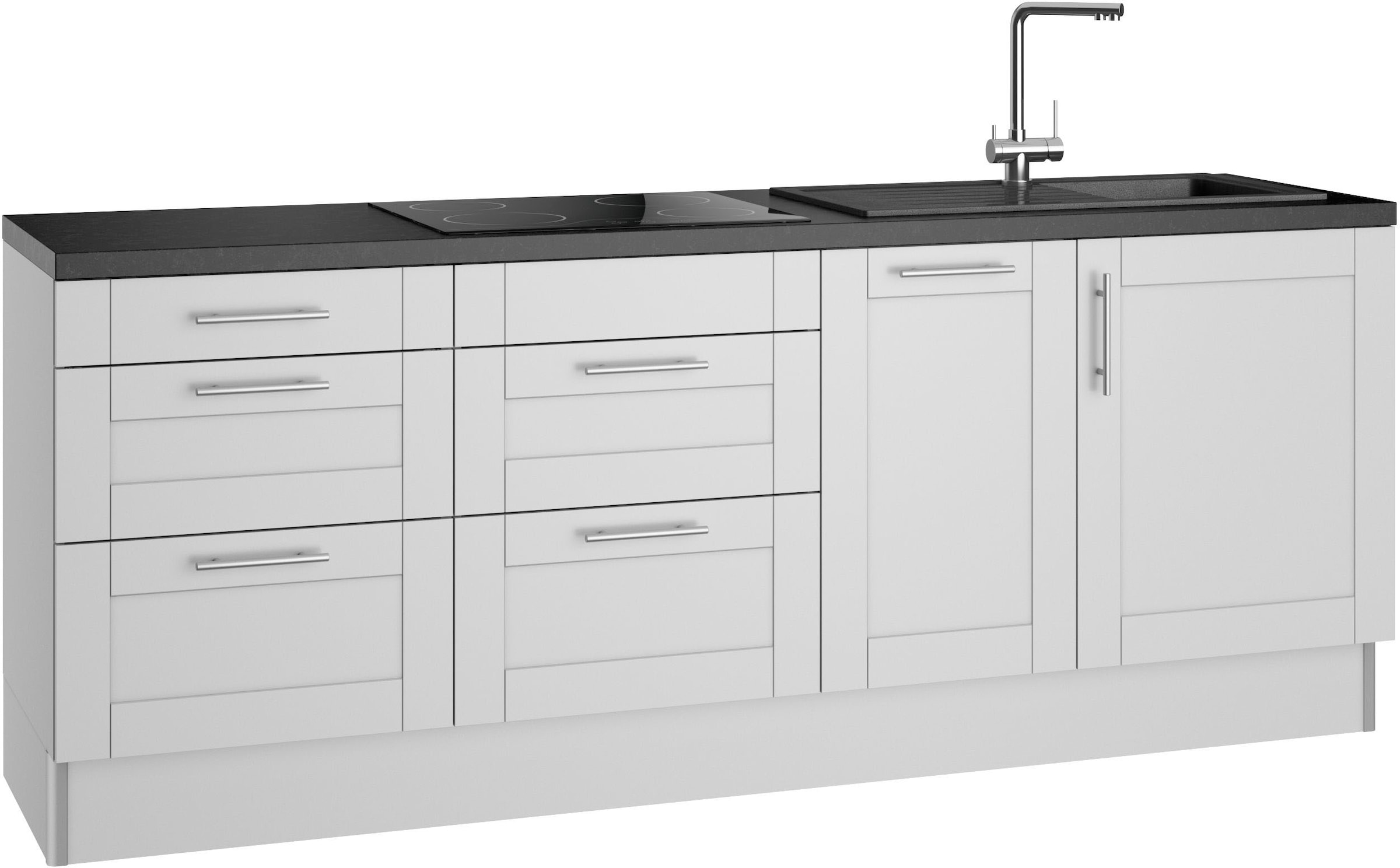 OPTIFIT Küche »Ahus«, Breite 225 cm, wahlw. Mit E-Geräten, Soft Close Funktion, MDF Fronten