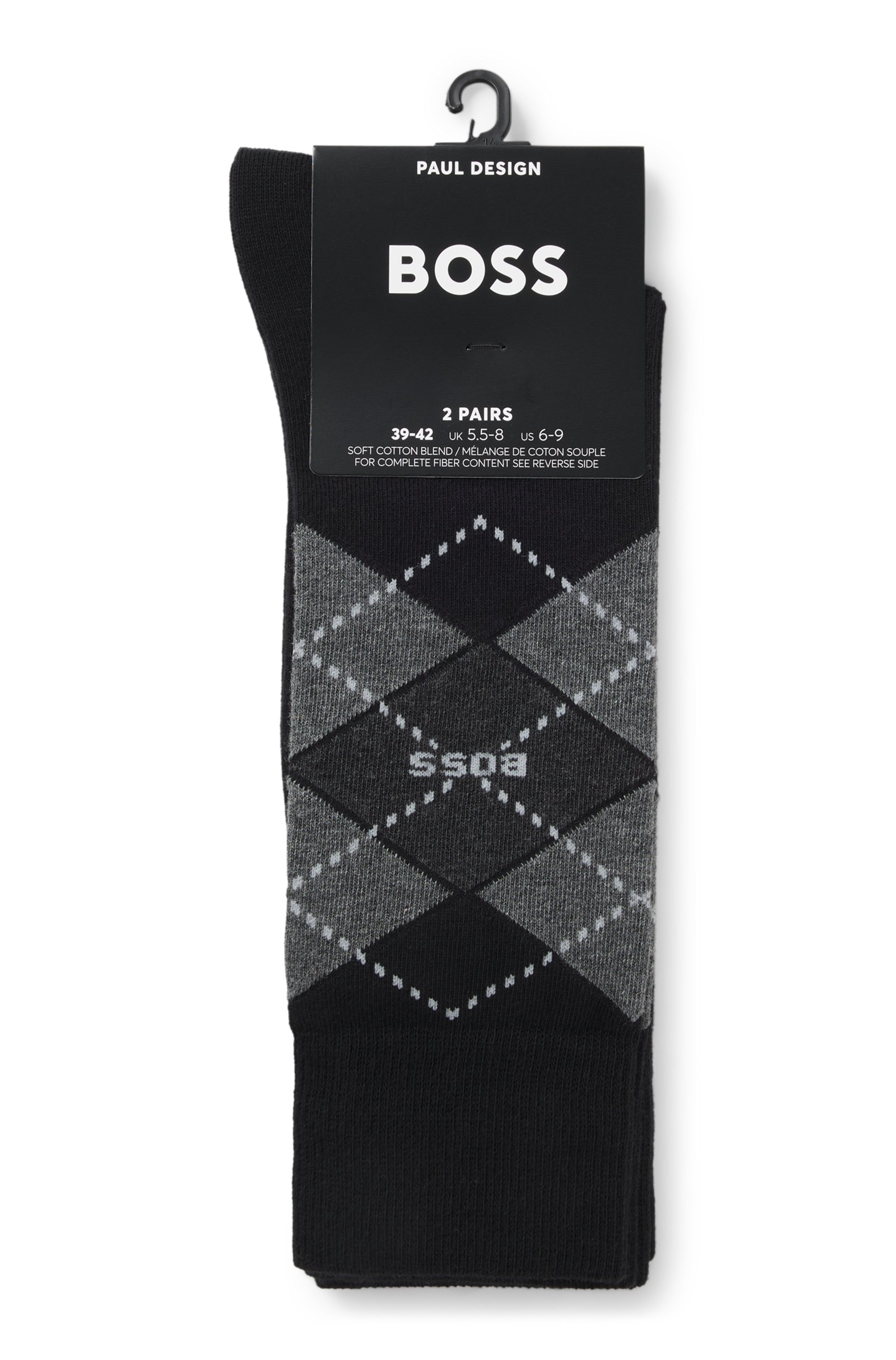 BOSS Socken »2P RS Argyle CC« Packung, 2 Paar tlg. mit BOSS Schriftzug
