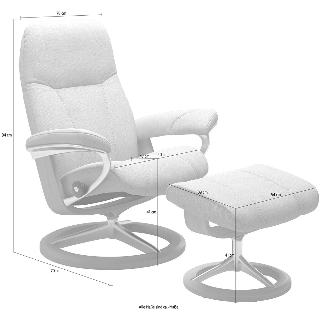 Stressless® Relaxsessel »Consul«, (Set, Relaxsessel mit Hocker), mit Hocker, mit Signature Base, Größe S, Gestell Eiche