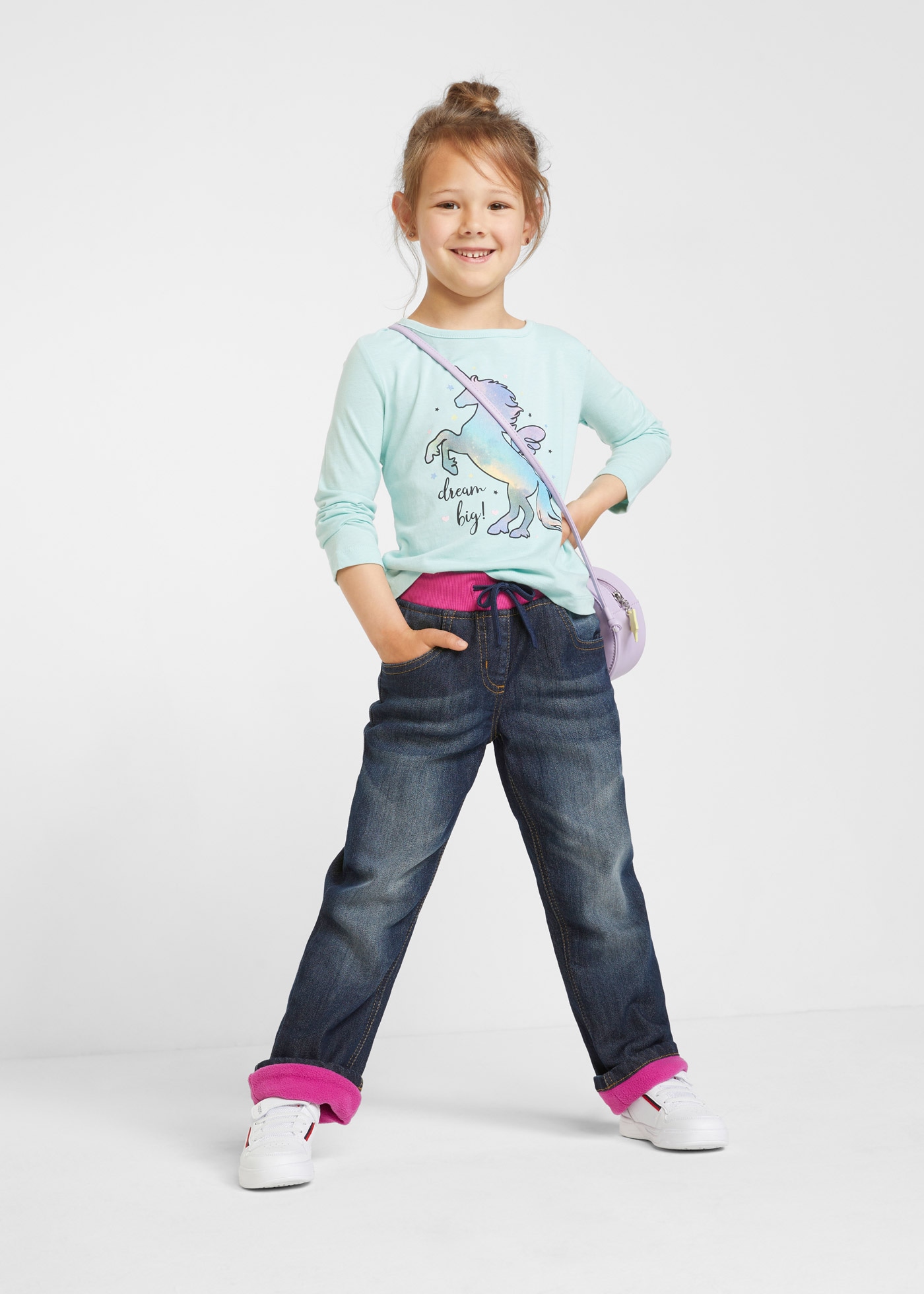 bonprix Thermojeans lockere Passform, mit Fleecefutter, mit elastischem Bund und Kordel