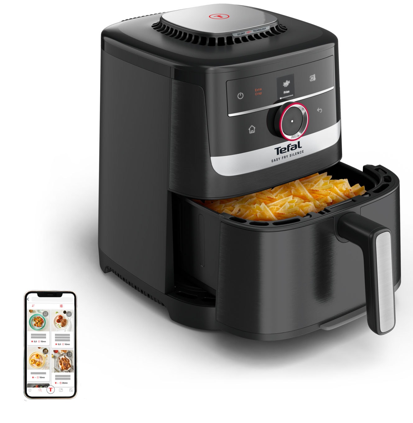 Tefal Heißluftfritteuse »EY5728 Easy Fry Smart & Silence« 1670 W Smart-Assist System mit 55 Programmen, 40°C bis 220°C, EY5728 in schwarz