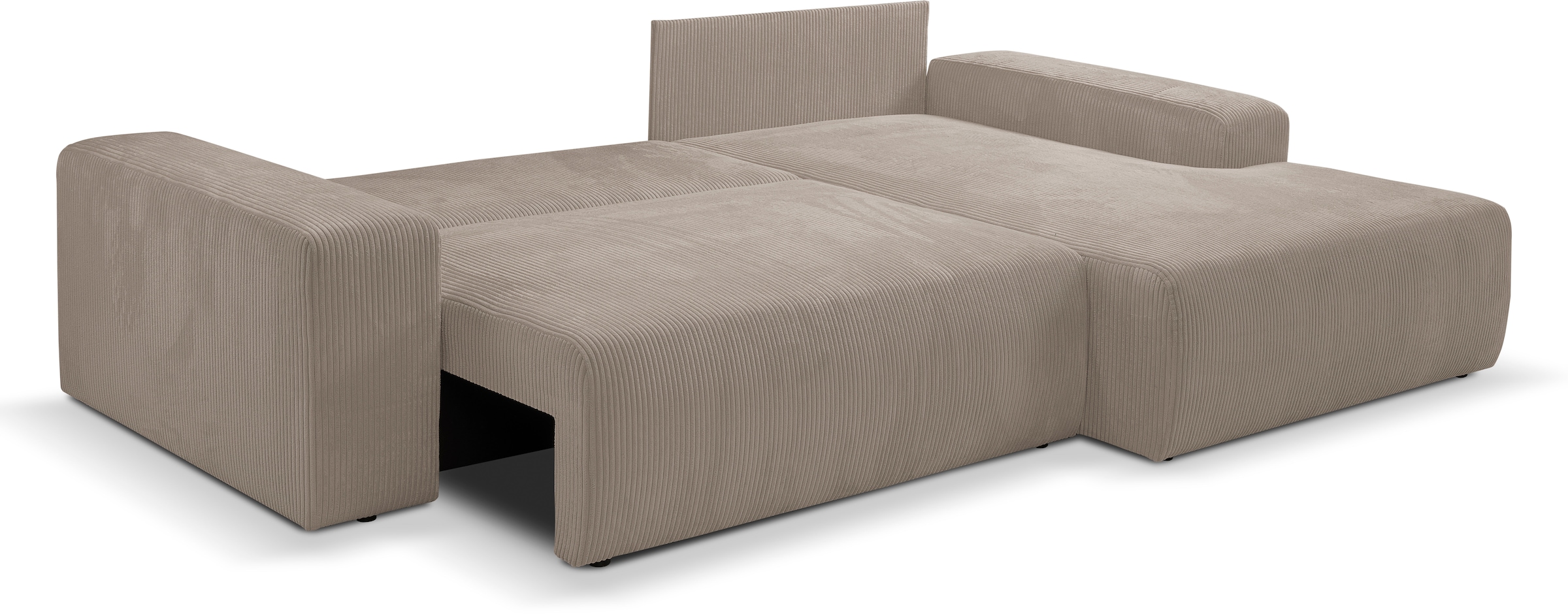 WERK2 Ecksofa »Hugo-L L-Form«, Design Ecksofa in Cord mit Schlaffunktion & Bettkasten