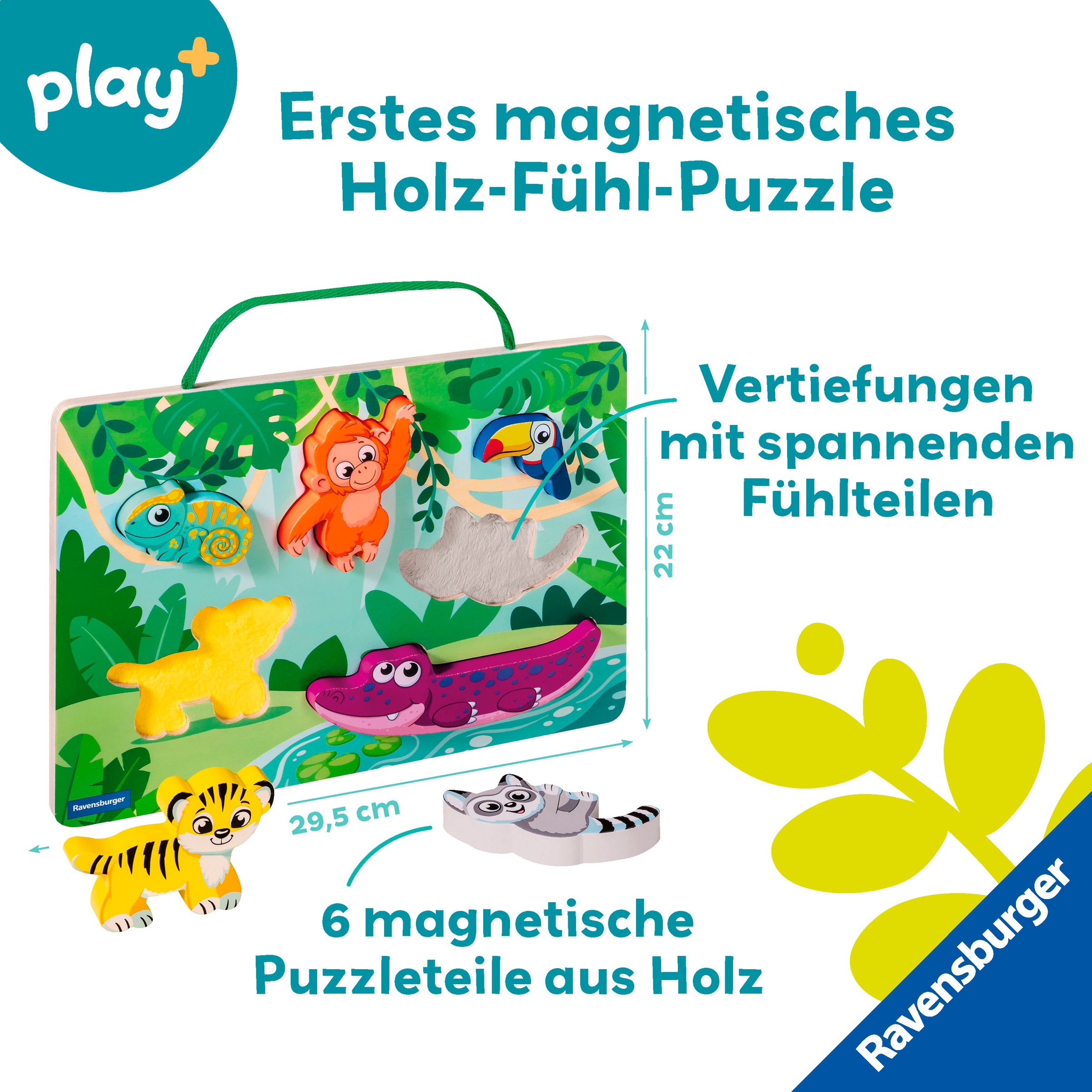 Ravensburger Puzzle »Play+ Magnetisches Holz-Fühl-Puzzle: Dschungel«