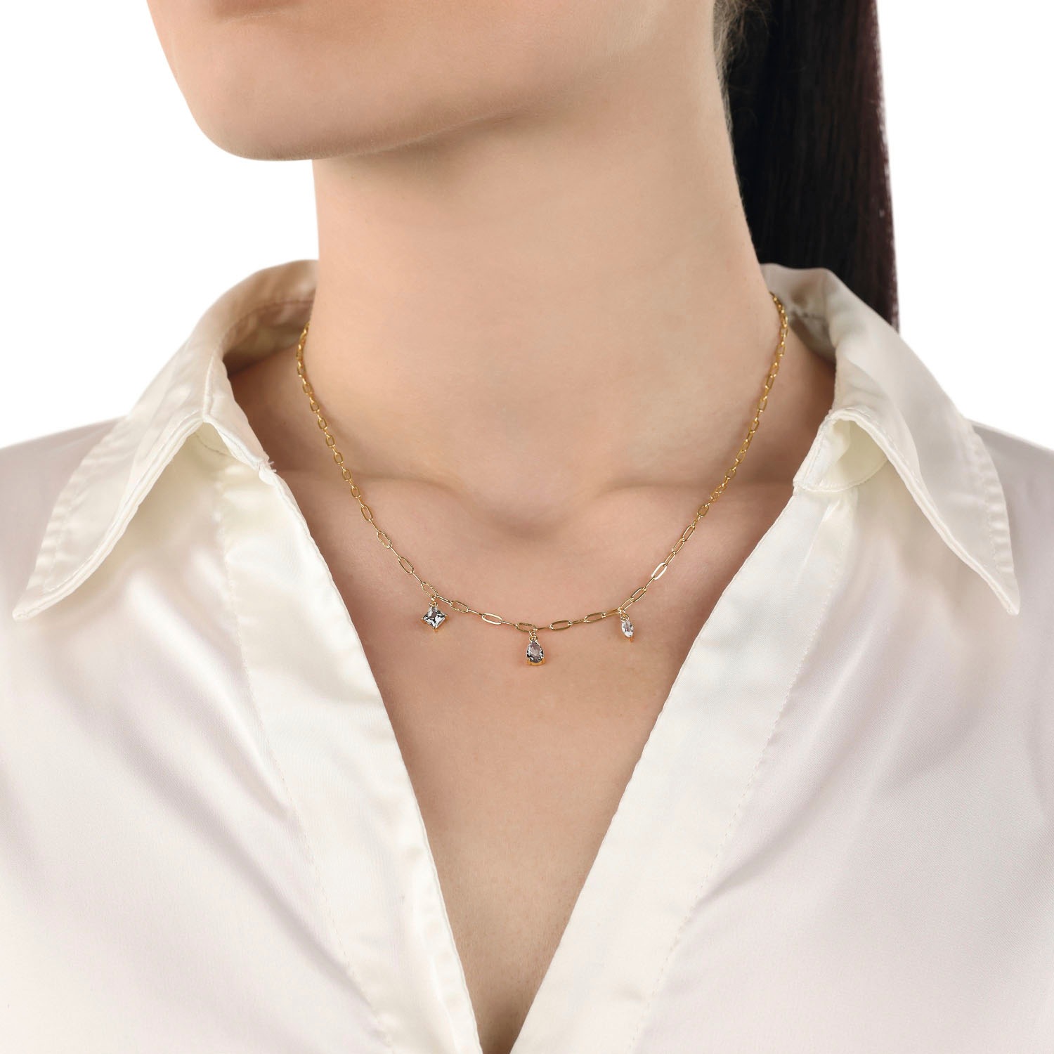 Amor Kette mit Anhänger »2039275, 2039280«, mit Zirkonia (synth.) oder Glasstein