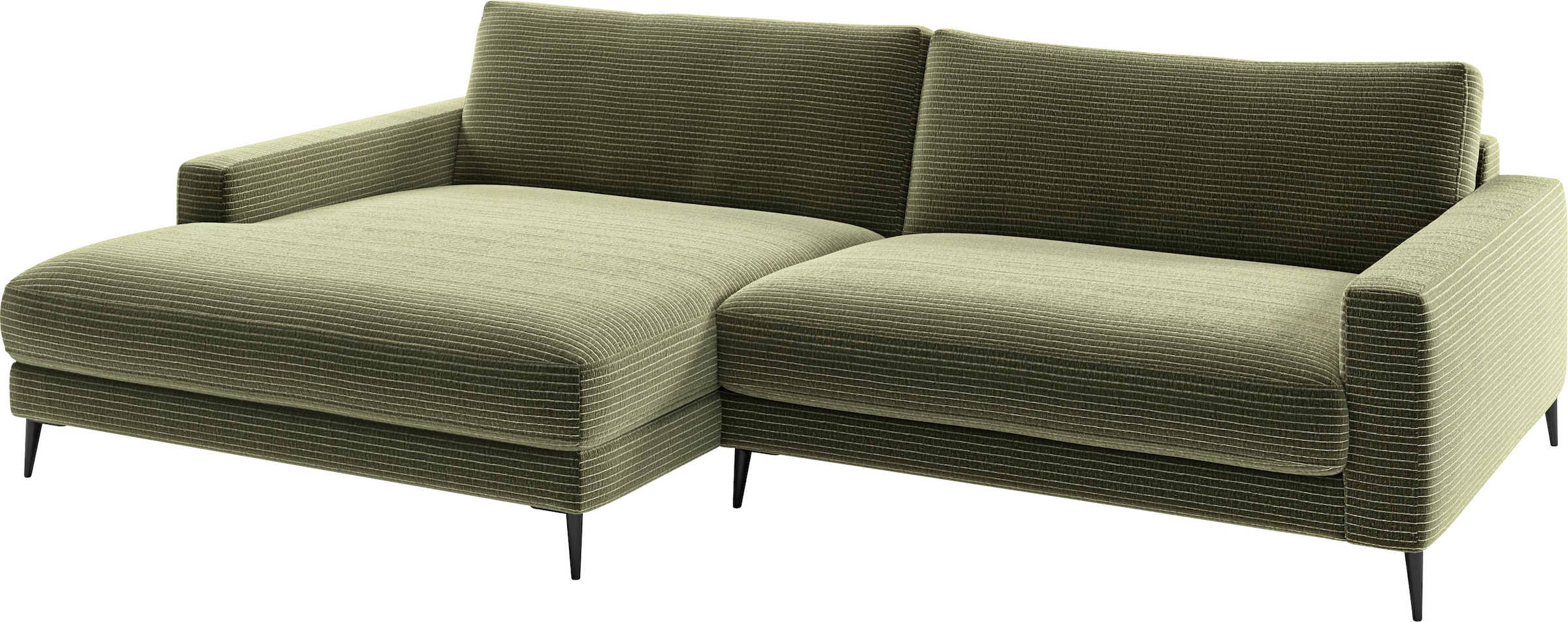 INOSIGN Ecksofa »Downtown, B/T/H: 272/190/84 cm L-Form«, weicher Sitzkomfort auch in Cord und Bouclé, incl. Zierkissen