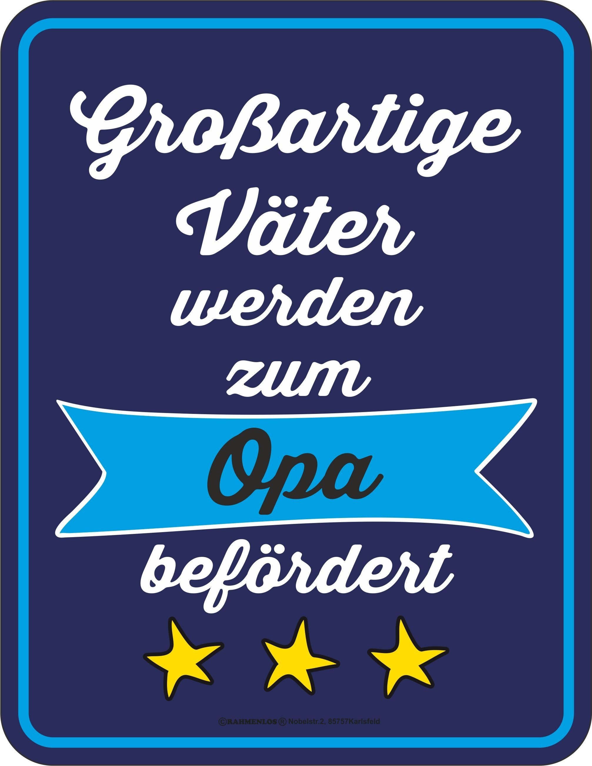 Rahmenlos Blechschild für den werdenden Großvater