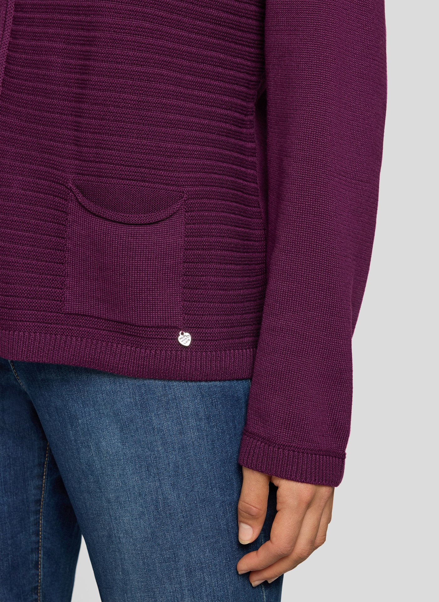 Rabe Strickjacke mit Reißverschluss und Stehkragen
