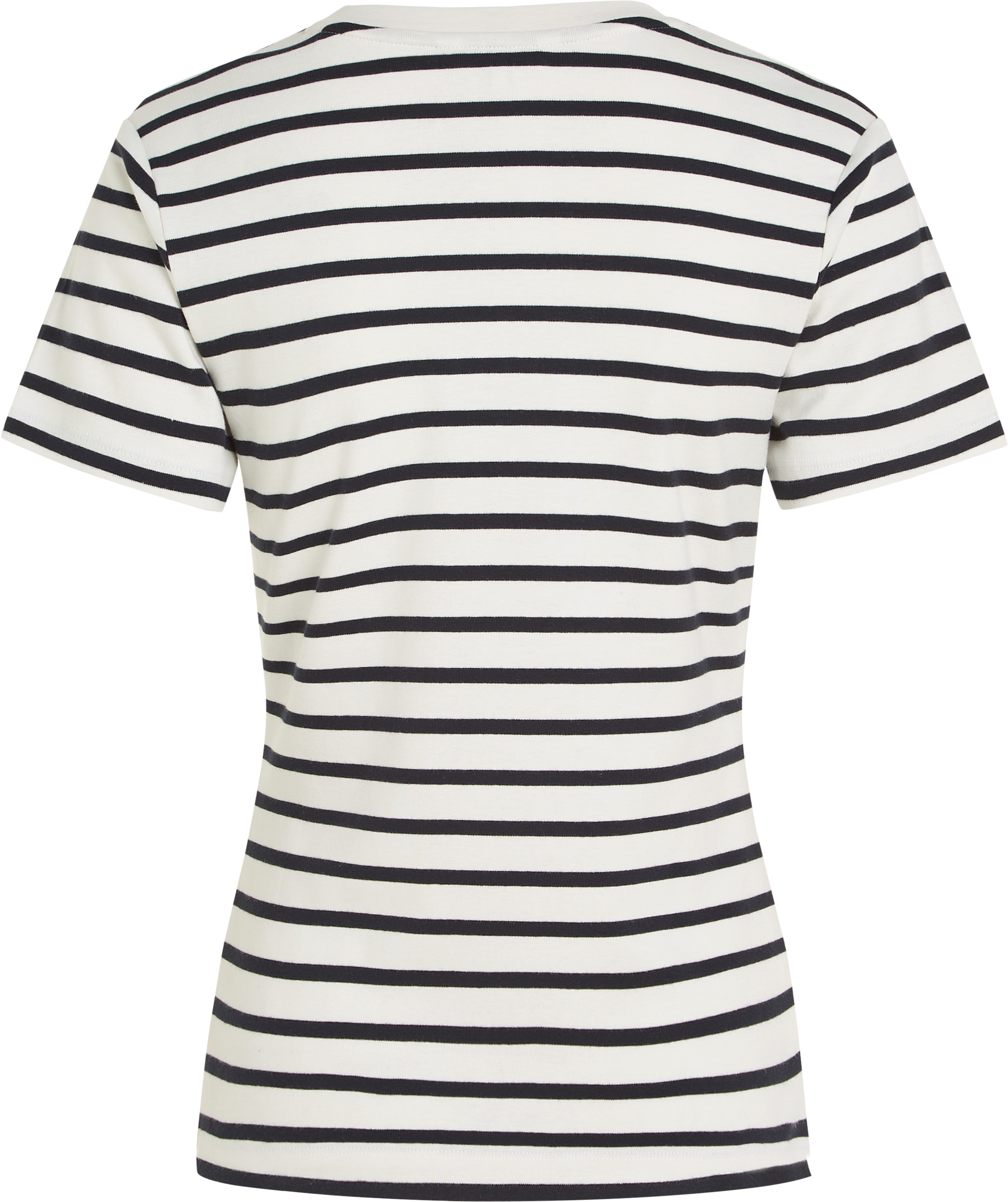 Tommy Hilfiger T-Shirt »SLIM CODY V-NK SS mit V-Ausschnitt und Streifen«, gestreift, casual, slim fit, Baumwolle, V-Ausschnitt
