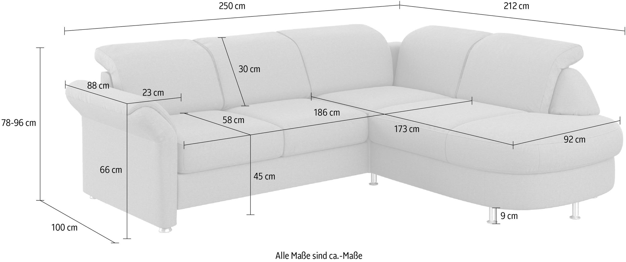 sit&more Ecksofa »Apulia L-Form«, wahlweise Bettfunktion, Bettkasten und Kopf- und Armteilverstellung