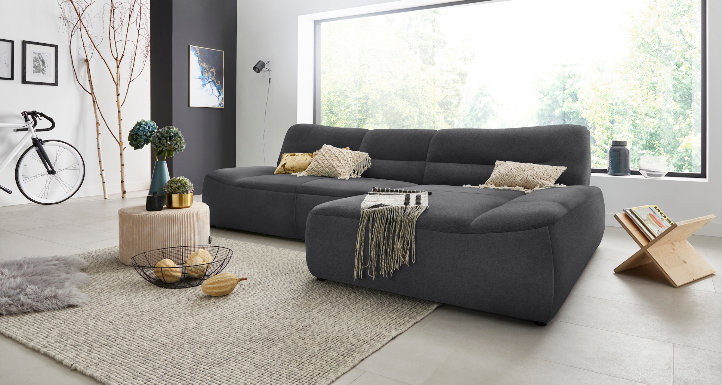 DOMO collection Ecksofa »Cesena moderne Polsterecke mit flachen Armlehnen, L-Form« fester Sitzkomfort, frei im Raum stellbar