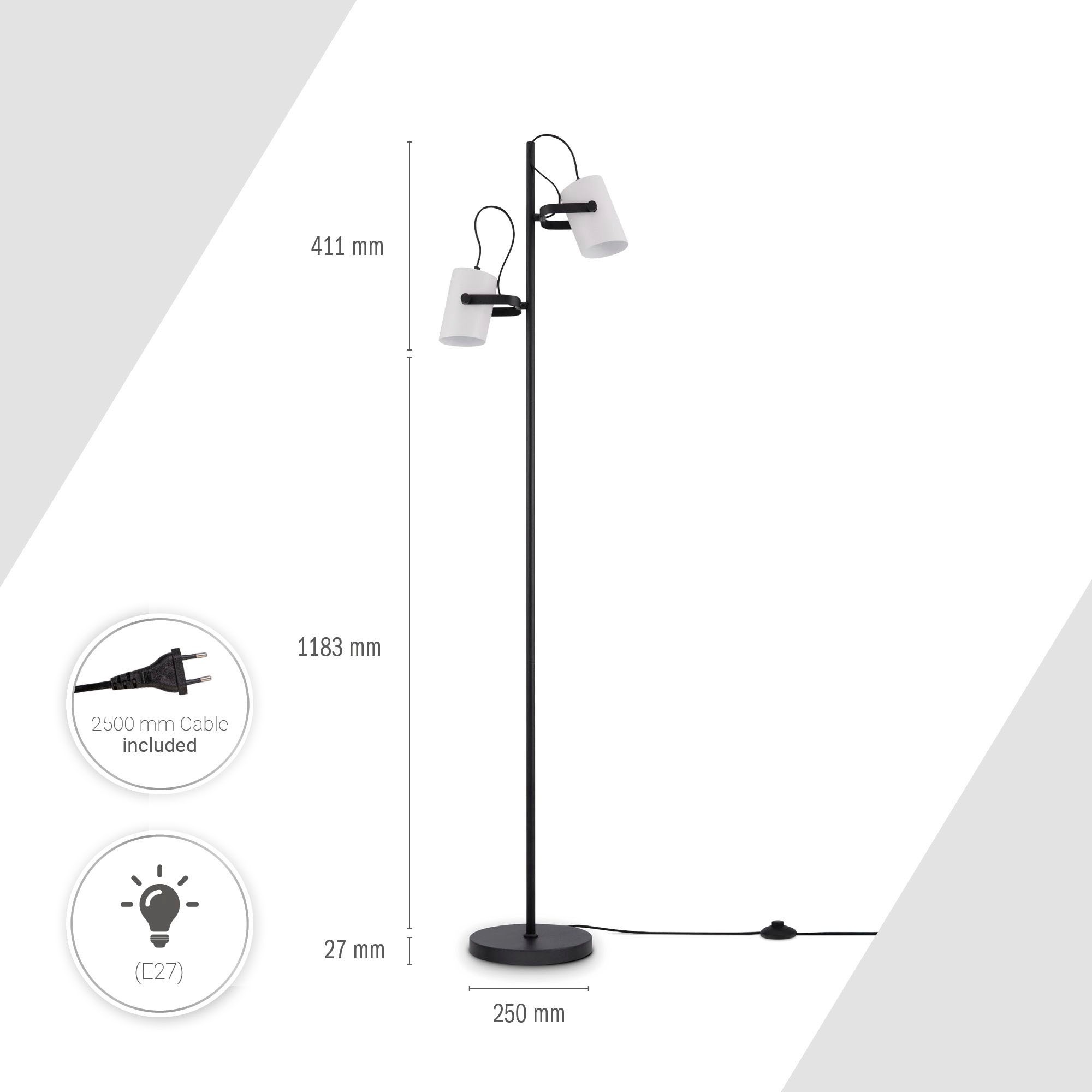 Paco Home Stehlampe »KARL«, 2 flammig, Leuchtmittel E27 | ohne Leuchtmittel, mit kompatiblen Dimmer und Leuchtmittel