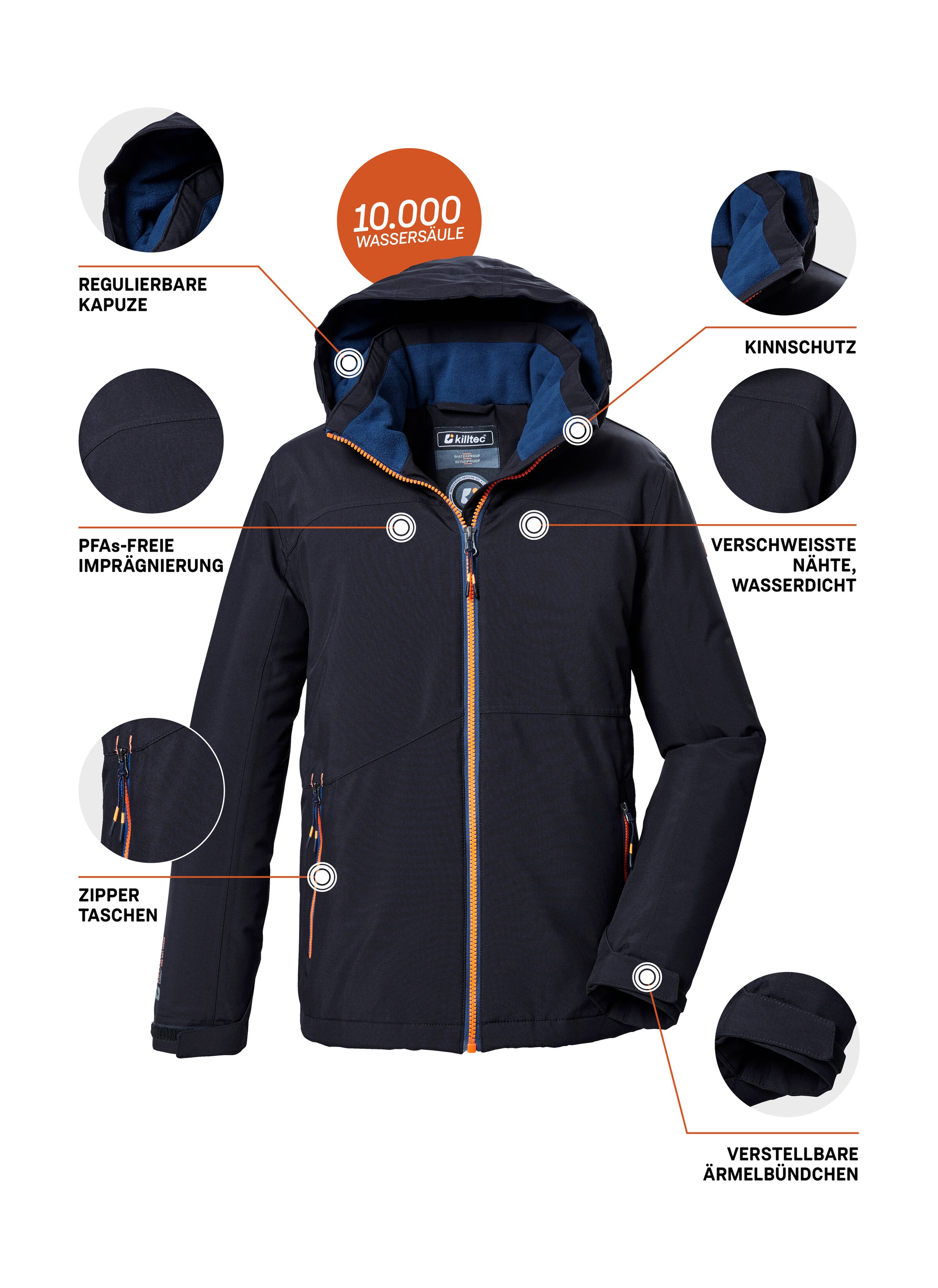 Killtec Funktionsjacke »KOW 369 BYS JCKT«, Wasserdichte Jungen Funktionsjacke mit Kapuze, PFAS-frei imprägniert