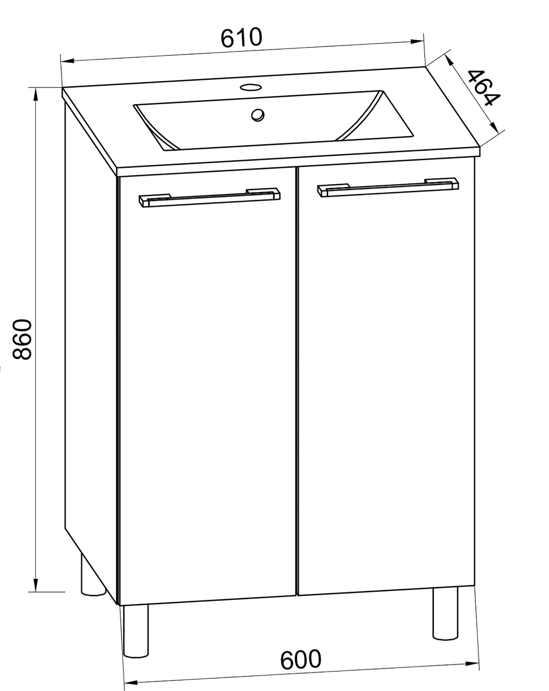 VCM Waschtisch »2-tlg. Stand Waschplatz Waschtisch Badinos Drehtür« 2 Stk. tlg.