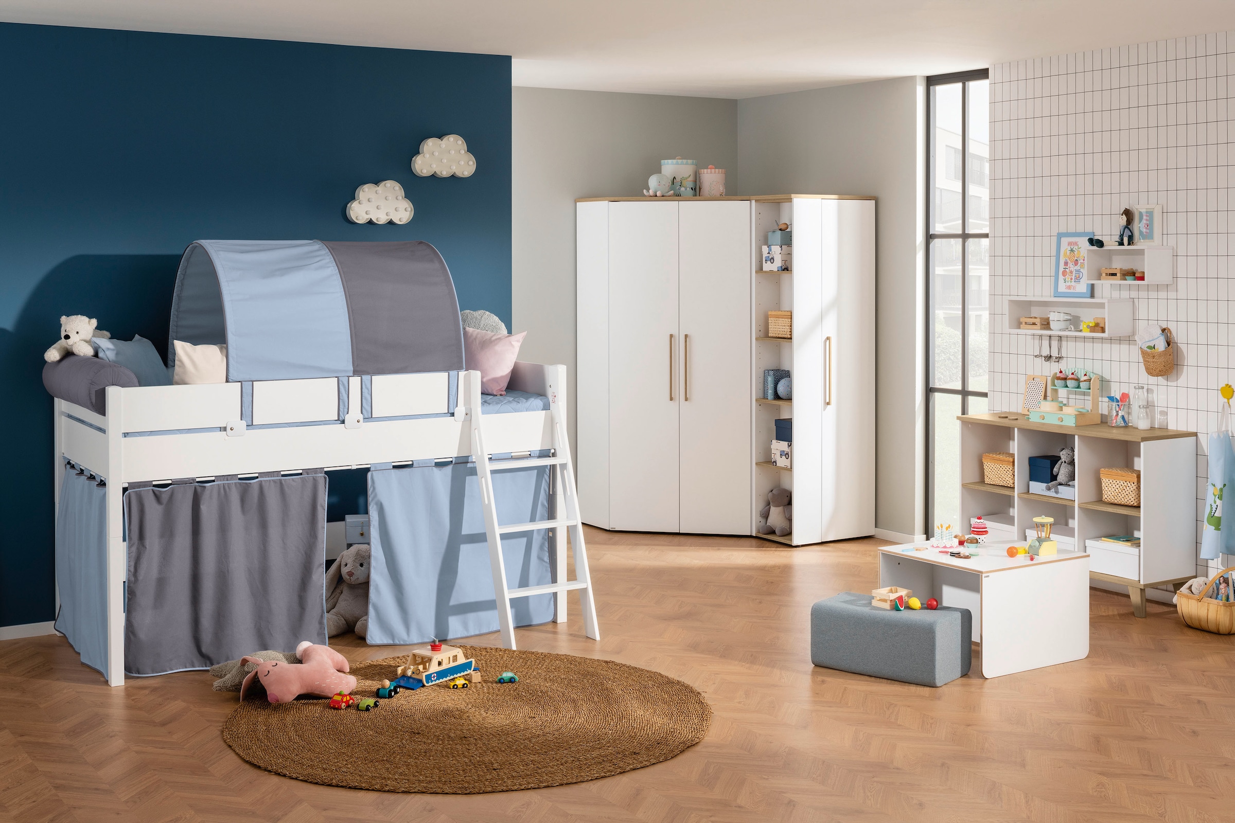 PAIDI Spielbett »TIAGO in verschiedenen Größen und Farben, mit Leiter« Höhe 120 / 160 cm, 120 kg Tragkraft, 5 Jahre Garantie,  Rausfallschutz, geprüfte Sicherheit, umbaubares Bett mit Massivholz