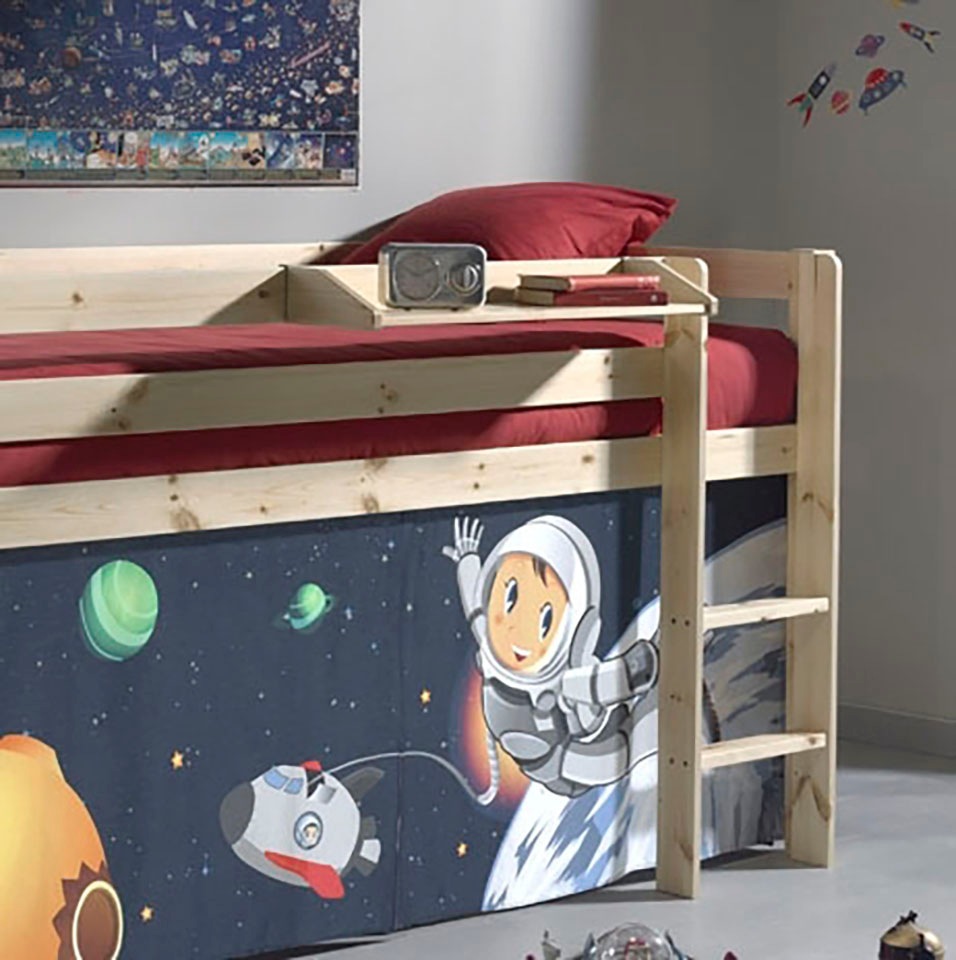 Vipack Kinderregal »Pino, mit 2 Metallhaken, zum Anhängen am Bett«, (B/H/T ca. 79,2x9,3x21,2cm, Kiefer massiv, universell einsetzbar), eine praktische Ergänzung zum Bett, 3 Farben