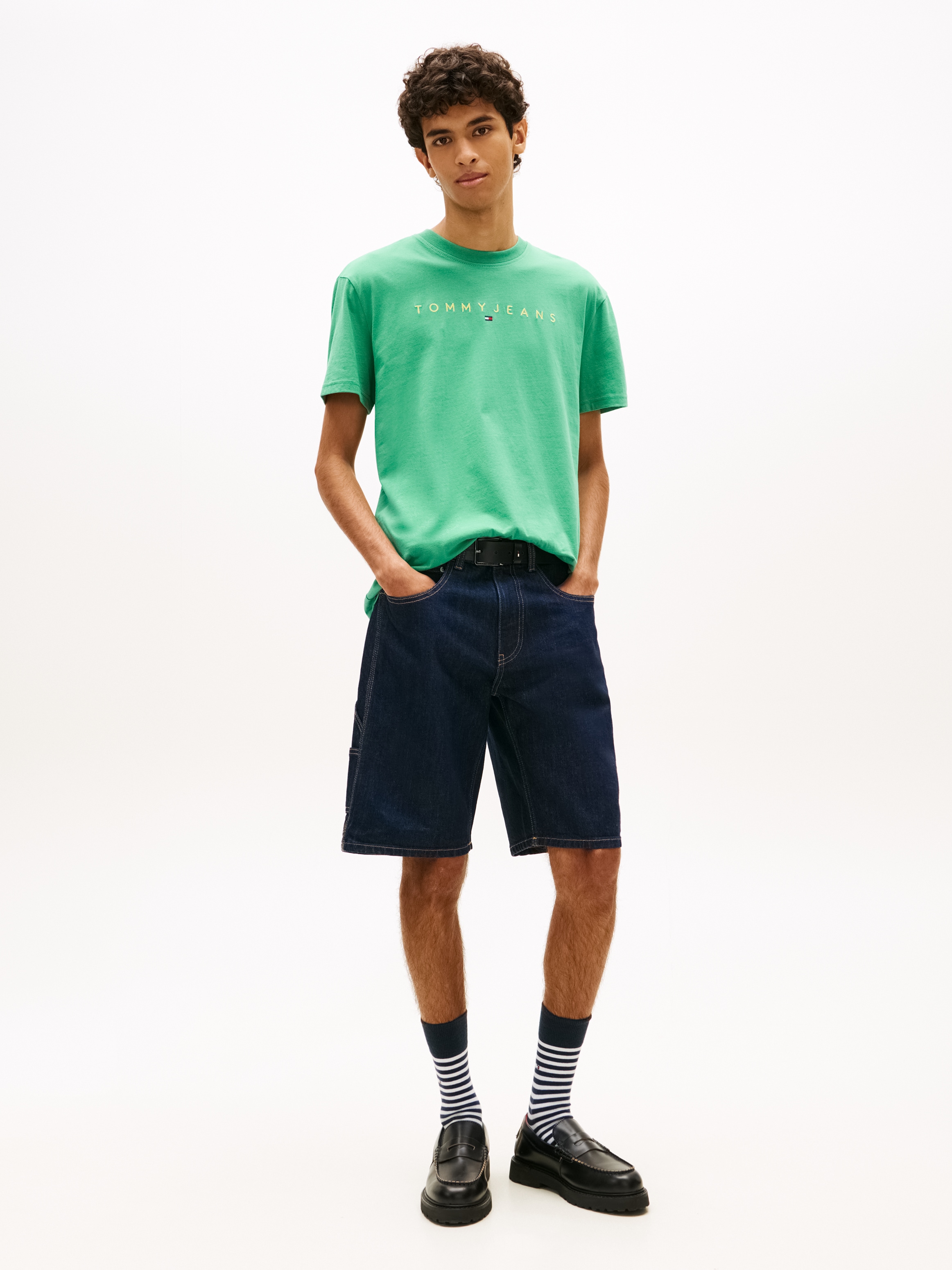 Tommy Jeans T-Shirt »TJM REGULAR LINEAR LOGO EXT« Rundhals, Regular Fit
