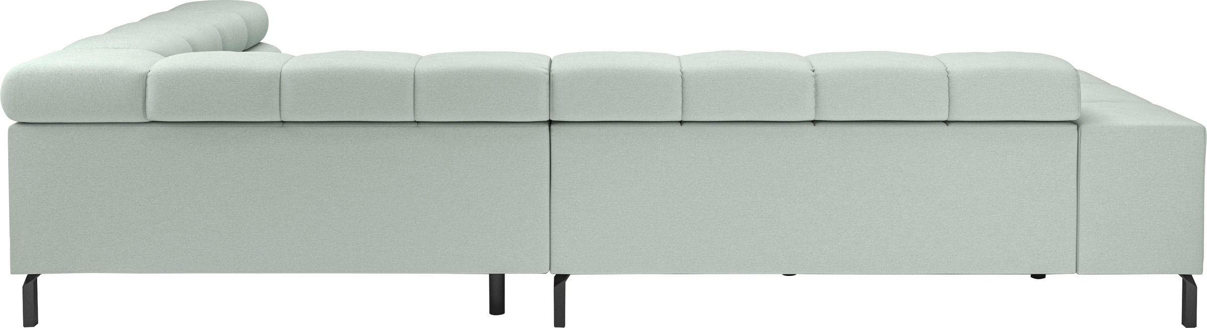 INOSIGN Ecksofa »Ancona New, wahlweise motorische Sitztiefenverstellung, auch in Cord«, feine Steppung, mit Kopfteilverstellung, 3 Zierkissen, L-Form