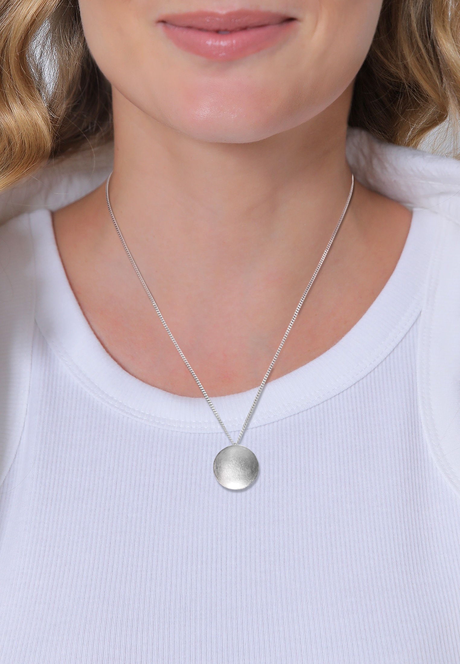 Nenalina Kette mit Anhänger »Halskette Anhänger Plättchen Gebürstet 925 Sterling Silber«