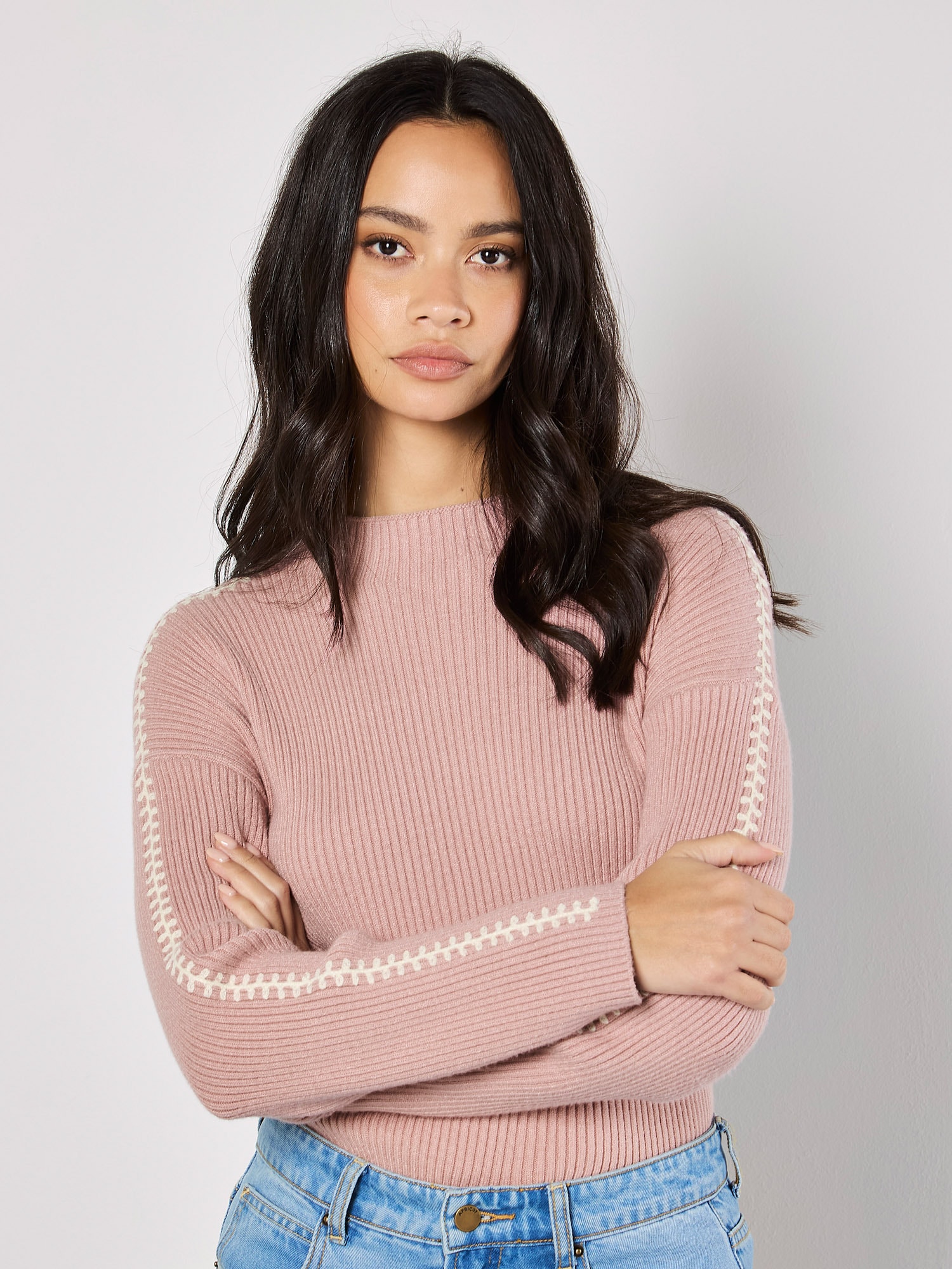 Apricot Strickpullover »Pullover« mit Kontrastnaht