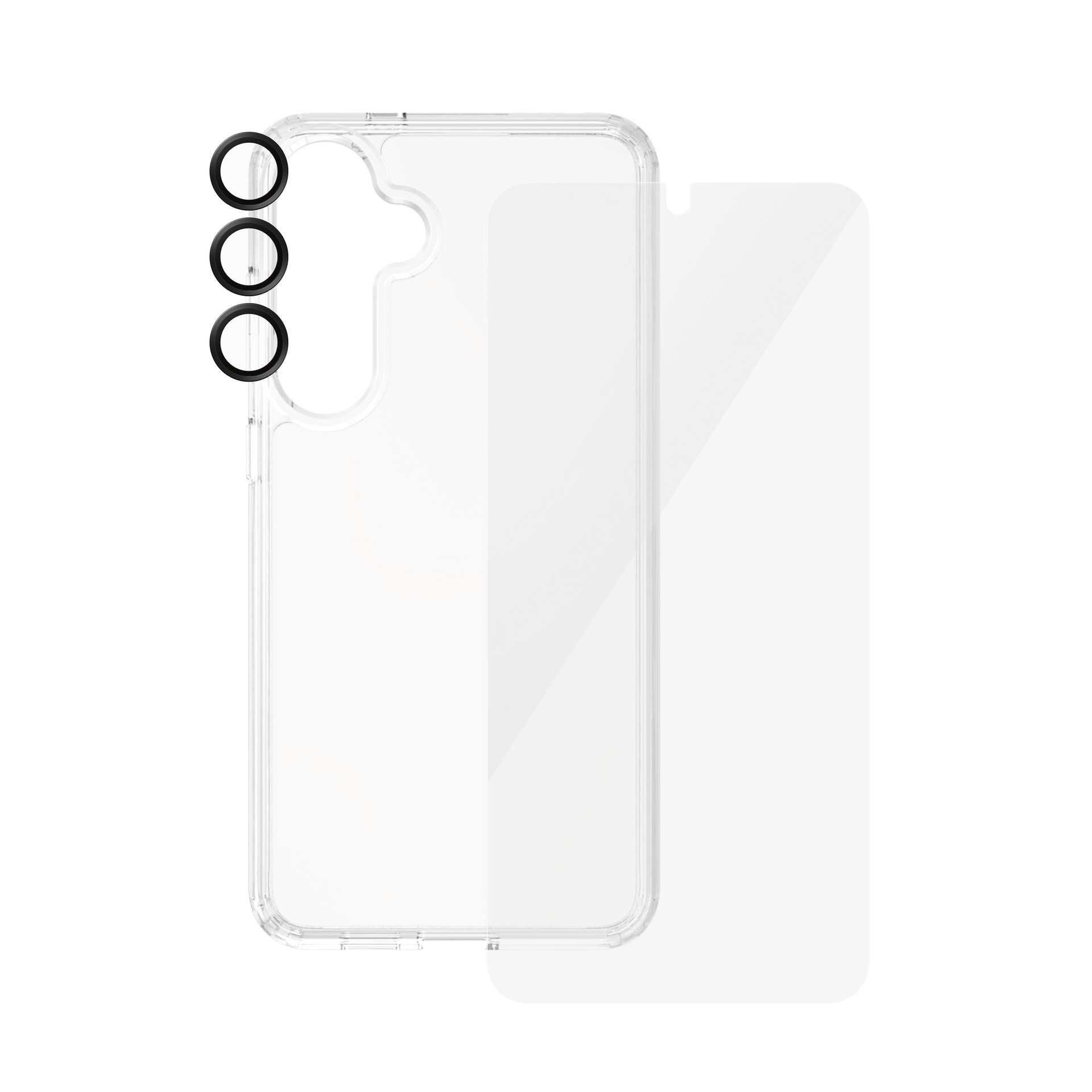 PanzerGlass Displayschutzglas »3-in-1 Bundle Set« für Samsung Galaxy S24 Plus Set, Screen Protector, Hardcover, Camera Hoops, 3 Stk. tlg. Displayschutzfolie, Schutzfolie, Bildschirmschutz, kratz- & stoßfest