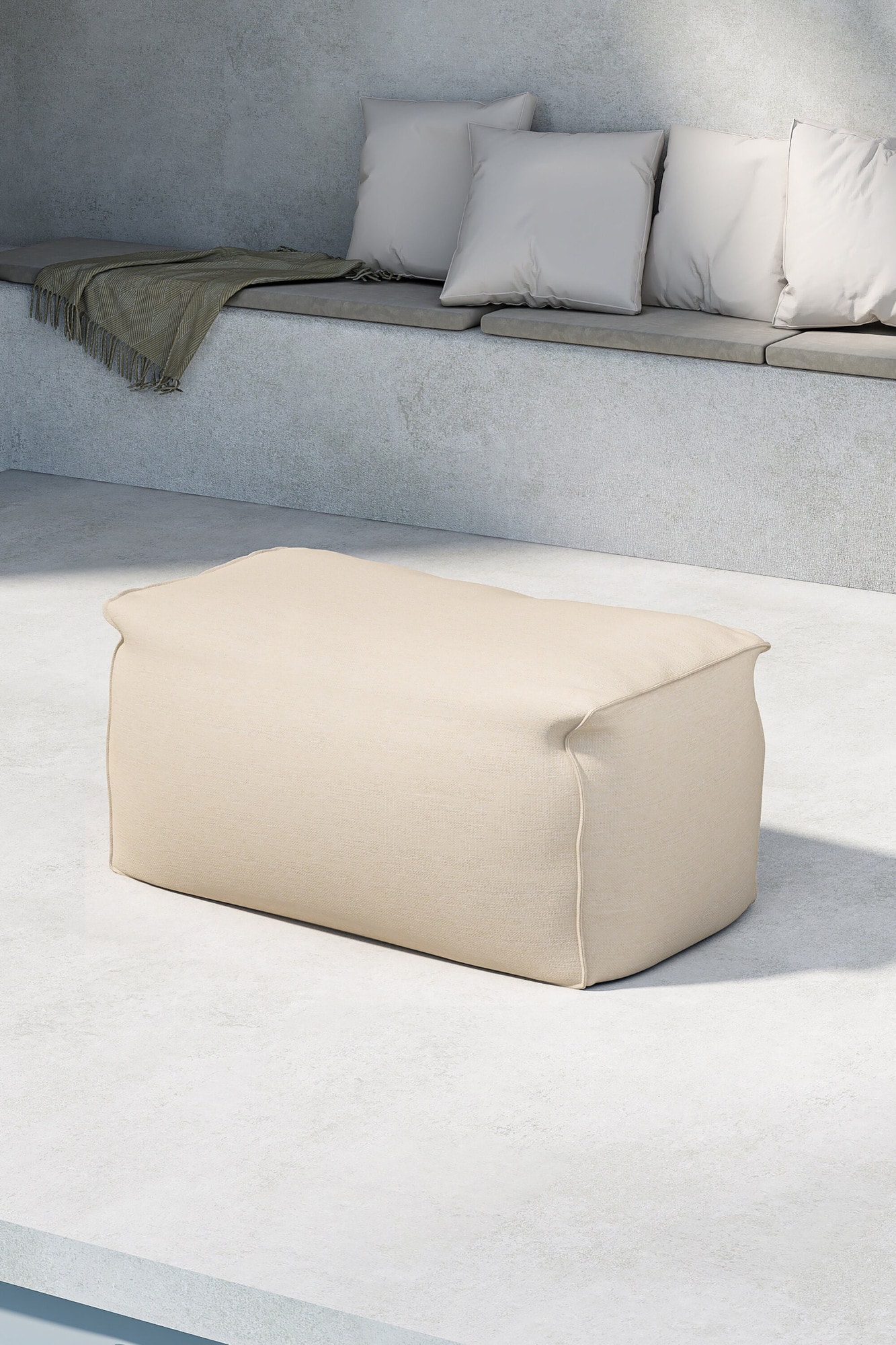Venture Home Gartenlounge-Hocker »Redang, Outdoor-Hocker 75 × 40 × 33 cm in Beige, belastbar bis 150 kg« Loungehocker, Olefin-Bezug, Polystyrol-Füllung, kompakt, vielseitig