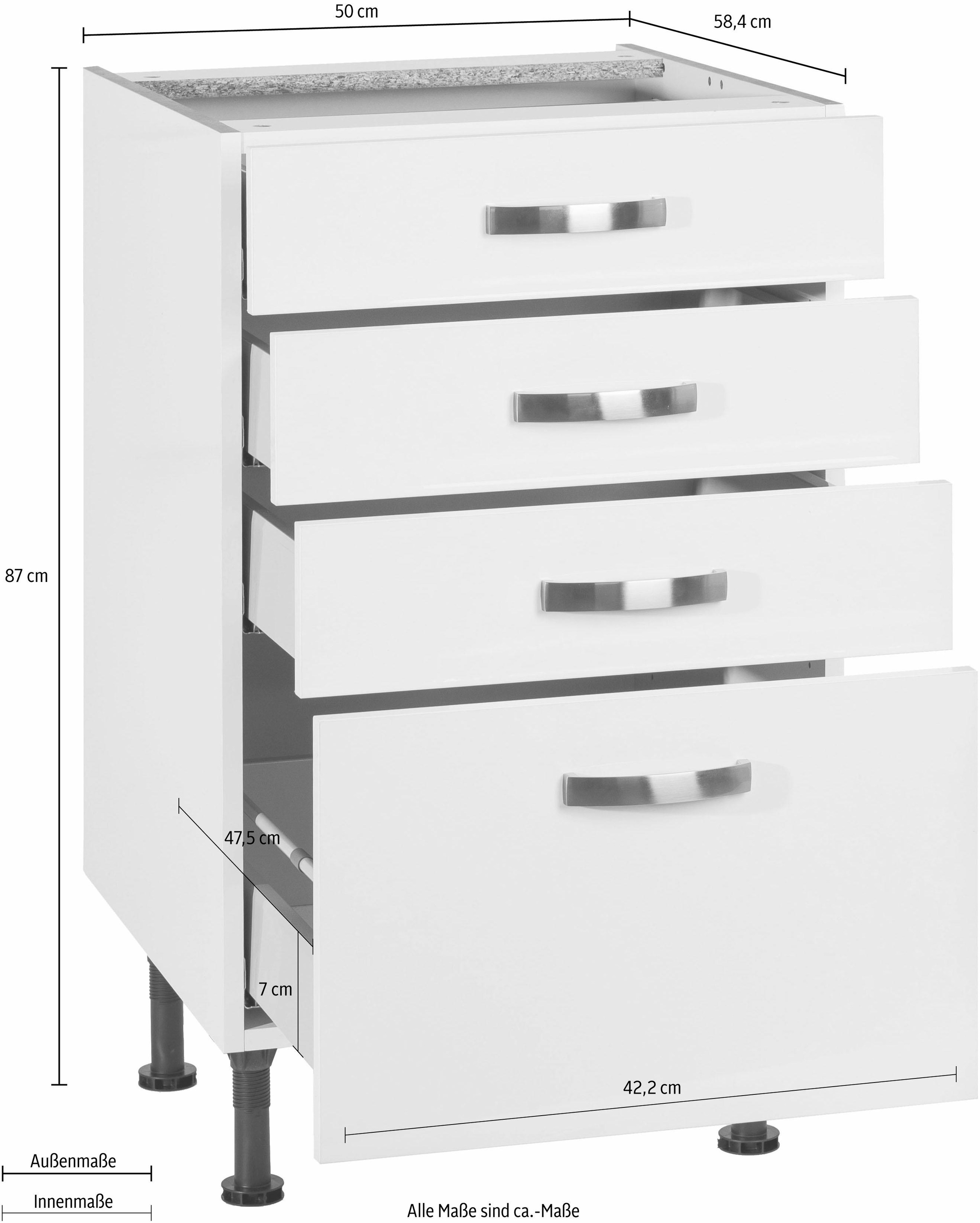 KOCHSTATION Unterschrank »KS-Cara«, Breite 50 cm, mit Vollauszügen und Soft-Close-Funktion