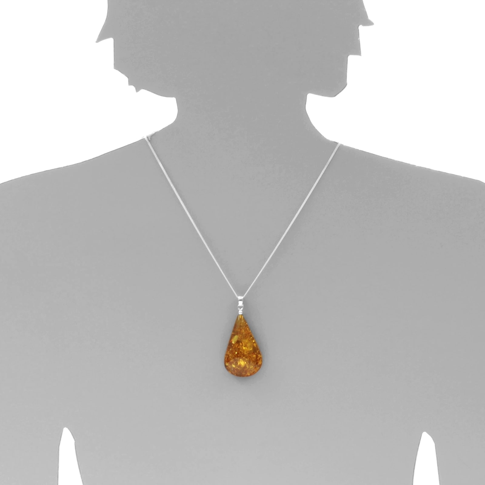 OSTSEE-SCHMUCK Kette mit Anhänger »- Tropfen ca. 42 mm lang - Silber 925/000 - Bernstein«