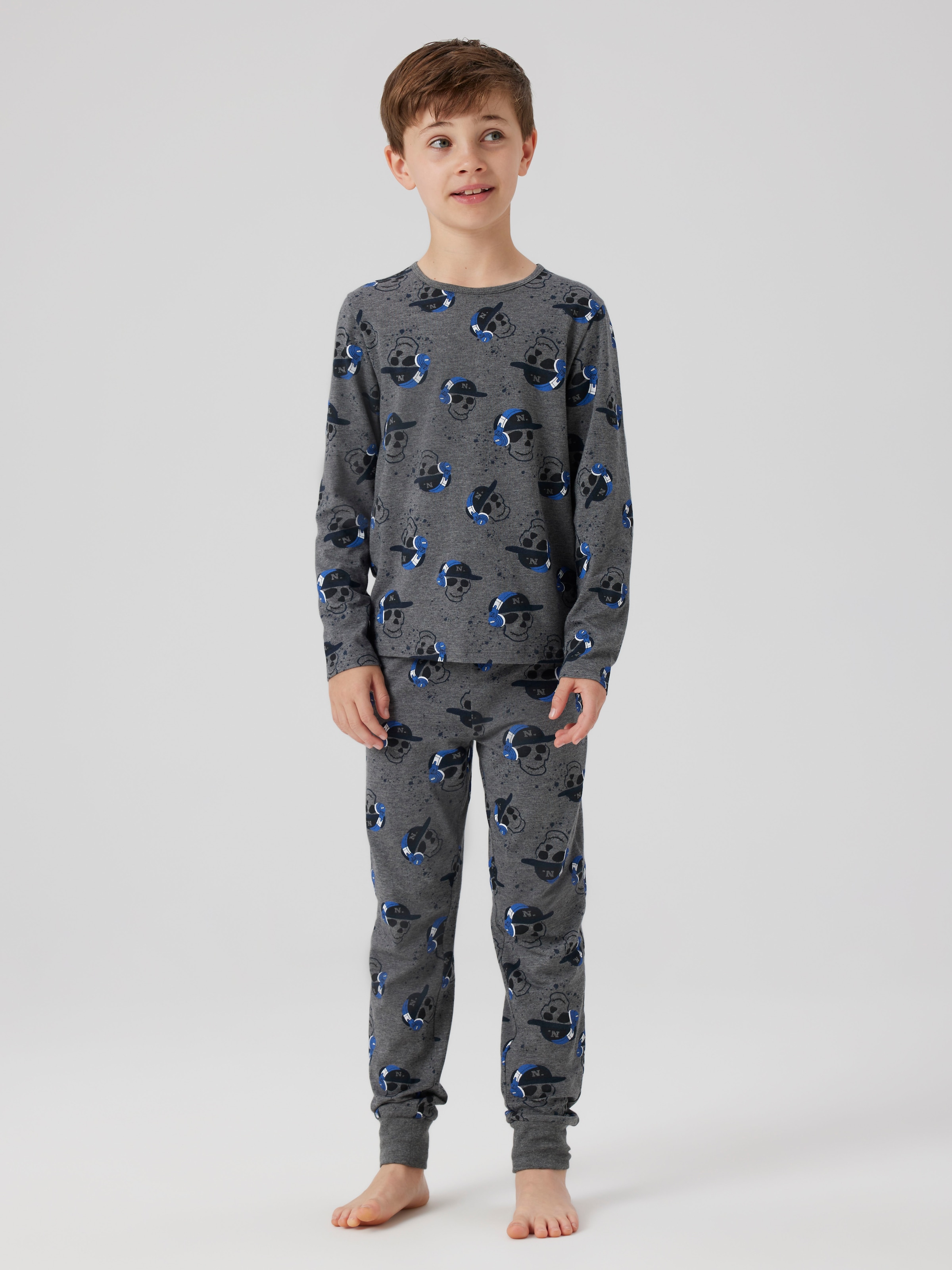 Name It Pyjama »NKMNIGHTSET DARK GREY MEL SKULL NOOS«, (Set, 2 tlg.)